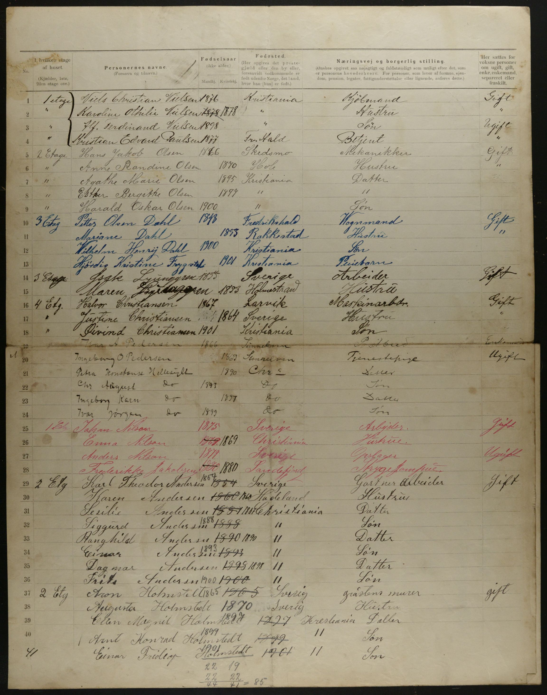 OBA, Municipal Census 1901 for Kristiania, 1901, p. 13892