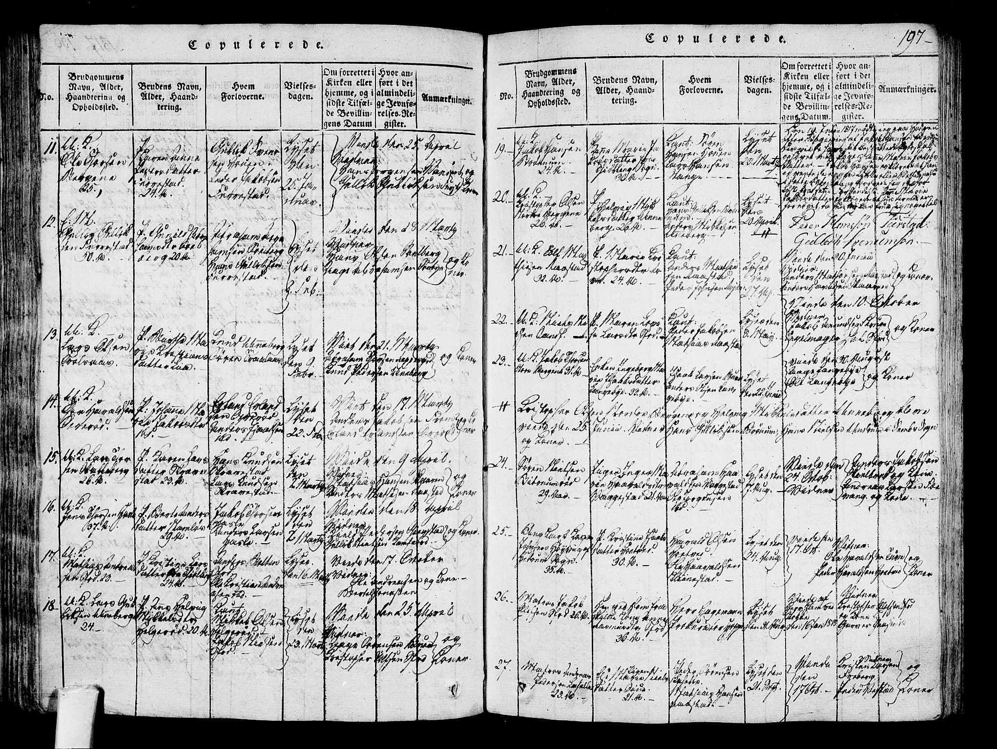 Sandar kirkebøker, AV/SAKO-A-243/F/Fa/L0004: Parish register (official) no. 4, 1814-1832, p. 197