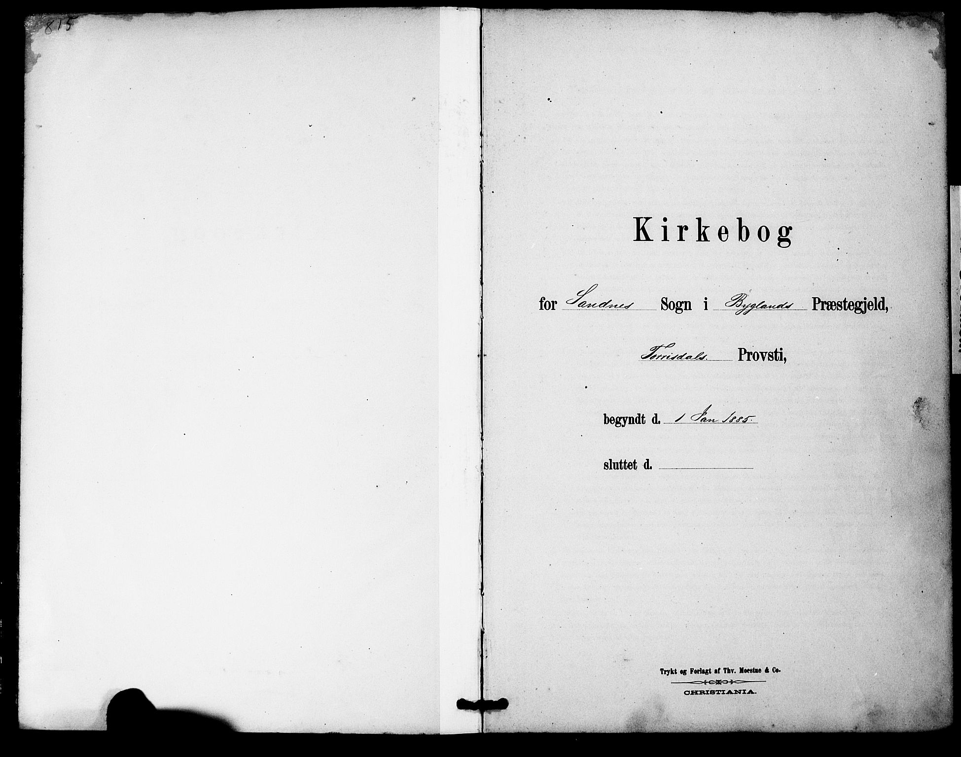Bygland sokneprestkontor, AV/SAK-1111-0006/F/Fa/Fac/L0001: Parish register (official) no. A 1, 1885-1909