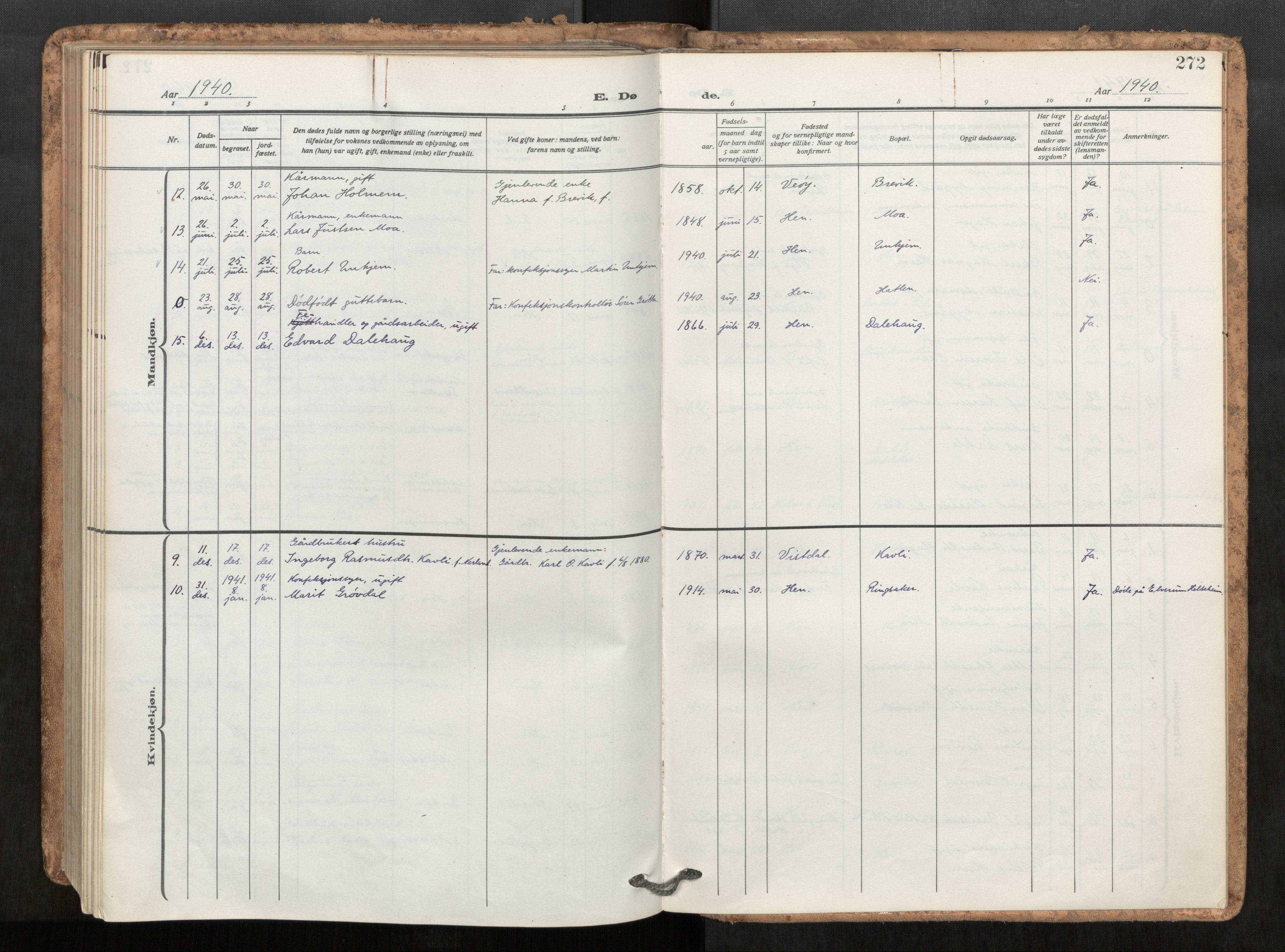 Ministerialprotokoller, klokkerbøker og fødselsregistre - Møre og Romsdal, AV/SAT-A-1454/545/L0596: Parish register (official) no. 545A04, 1921-1956, p. 272