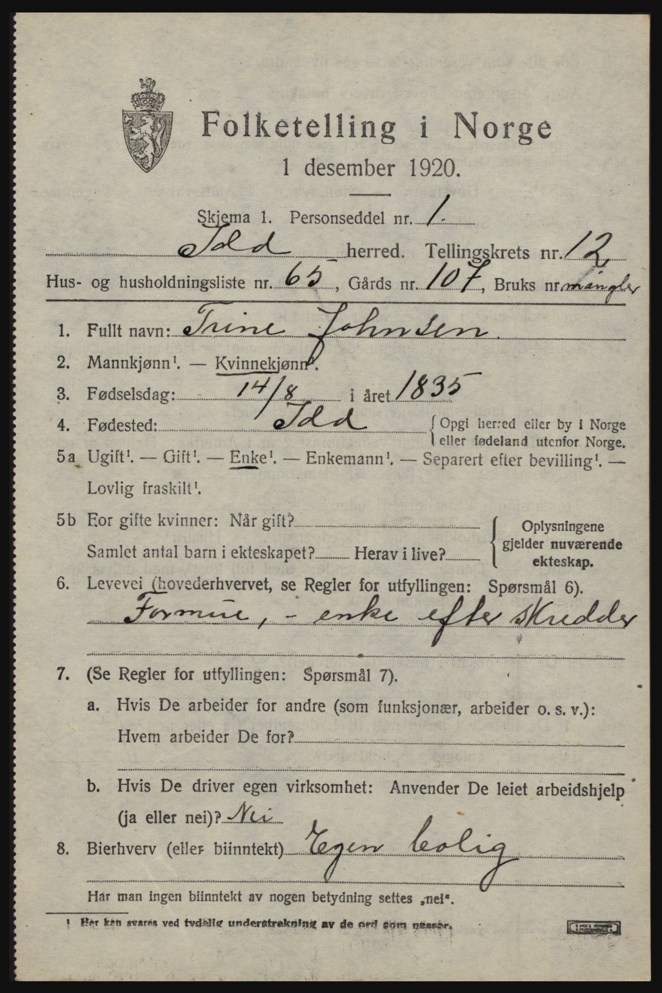 SAO, 1920 census for Idd, 1920, p. 12589