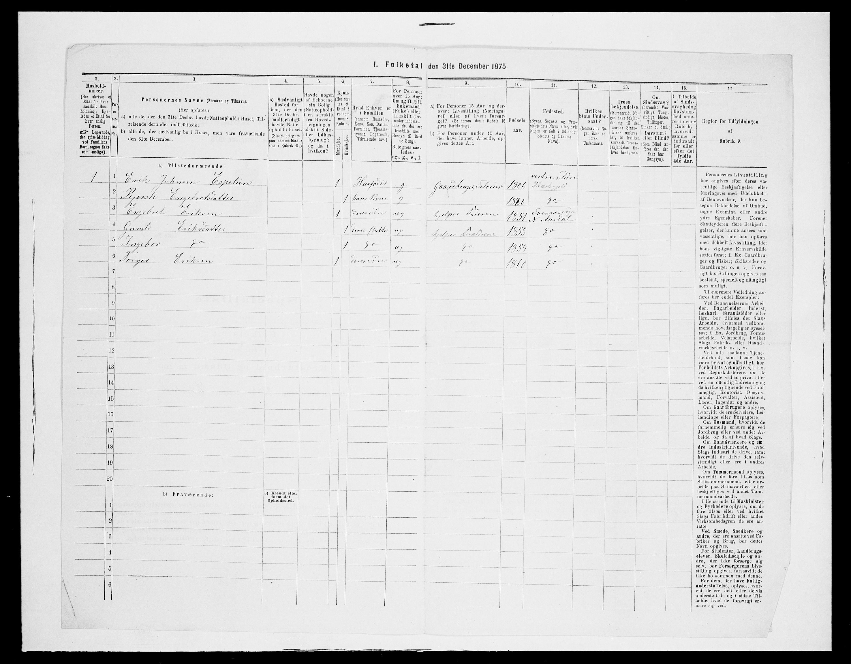 SAH, 1875 census for 0542P Nord-Aurdal, 1875, p. 1135