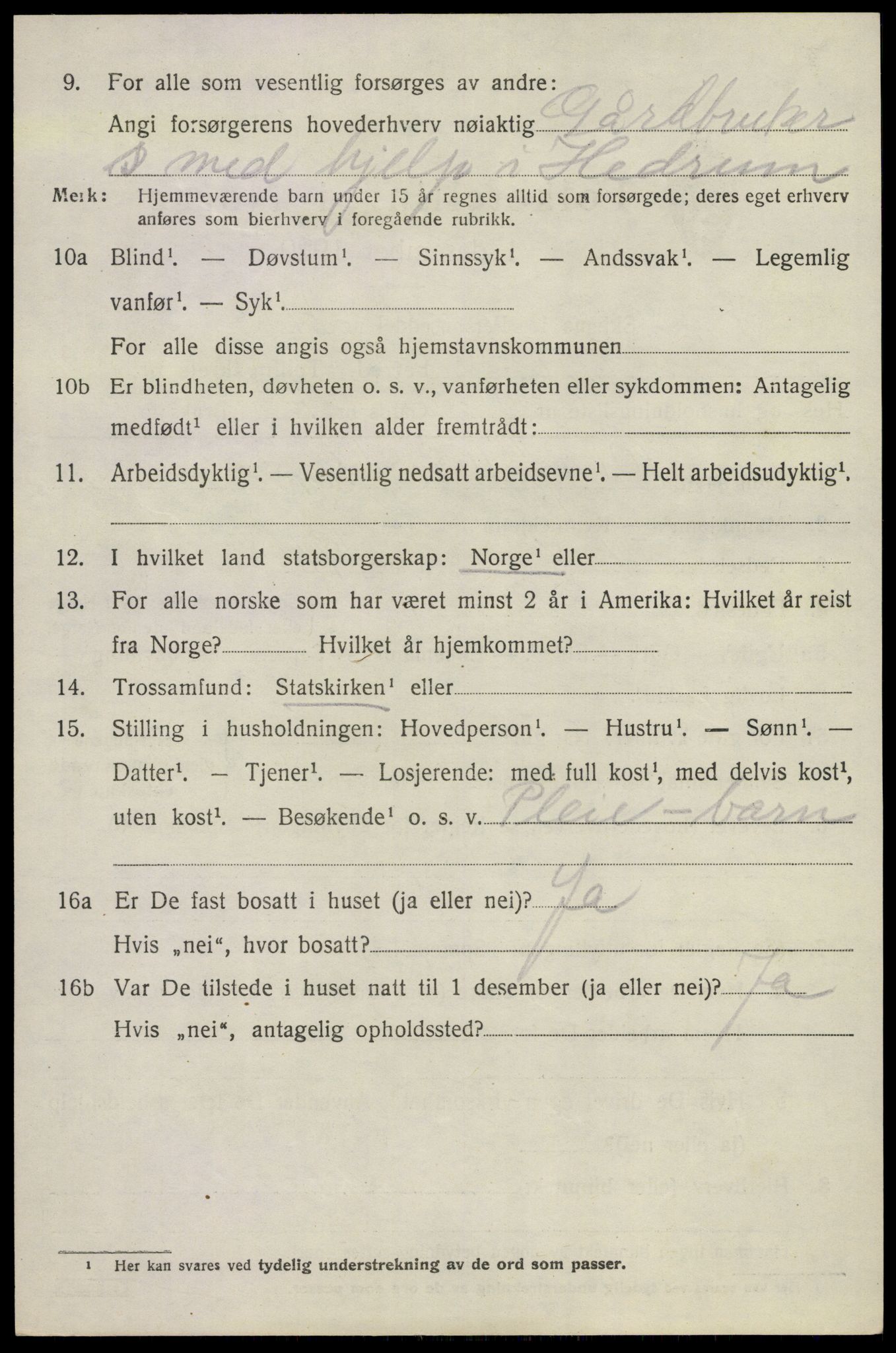 SAKO, 1920 census for Hedrum, 1920, p. 8586