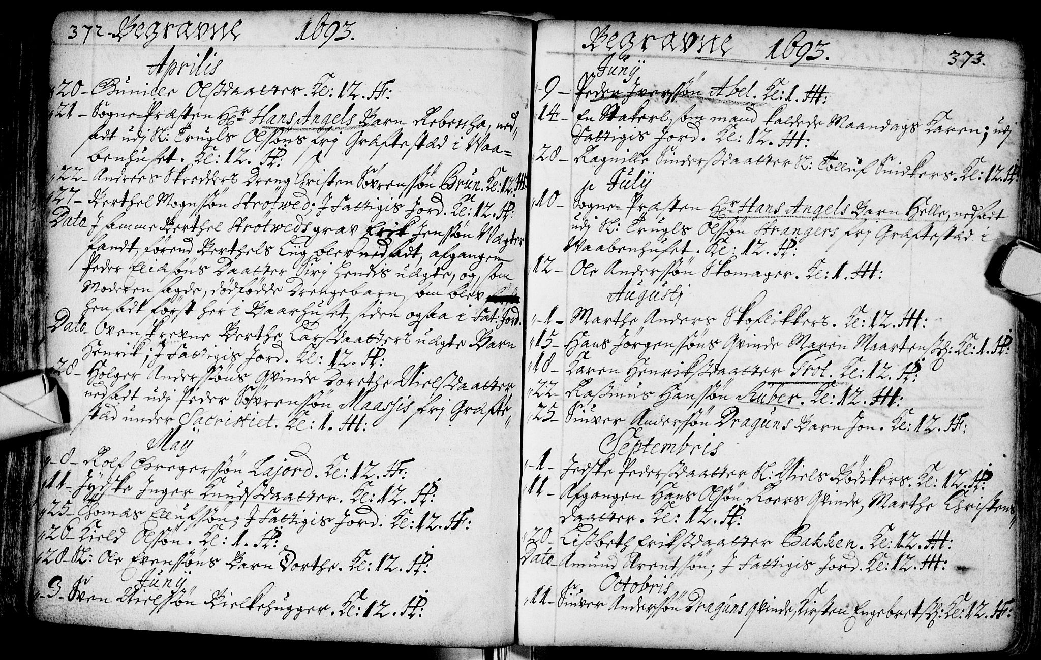 Bragernes kirkebøker, SAKO/A-6/F/Fa/L0002: Parish register (official) no. I 2, 1680-1705, p. 372-373