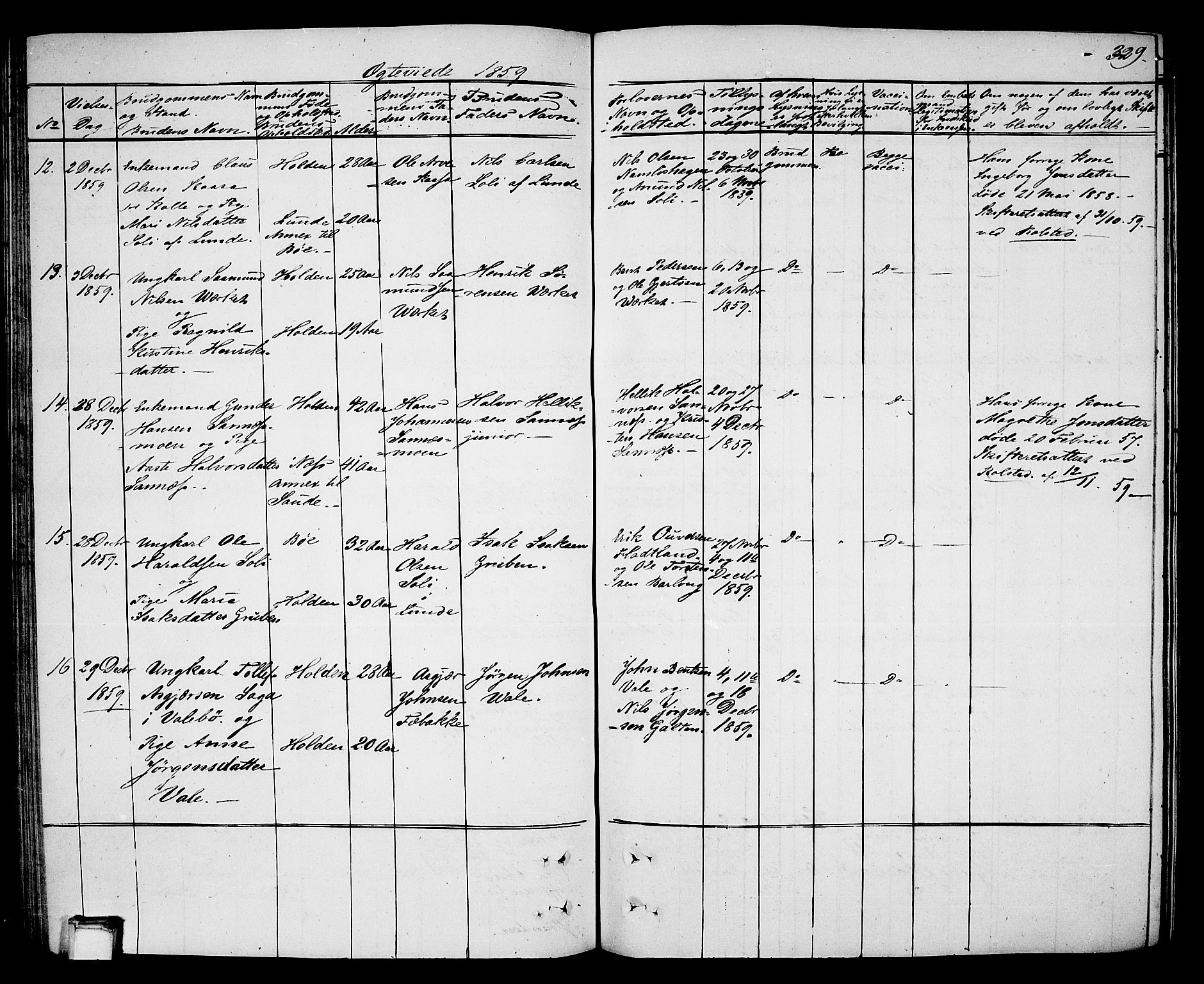 Holla kirkebøker, SAKO/A-272/G/Ga/L0003: Parish register (copy) no. I 3, 1849-1866, p. 329