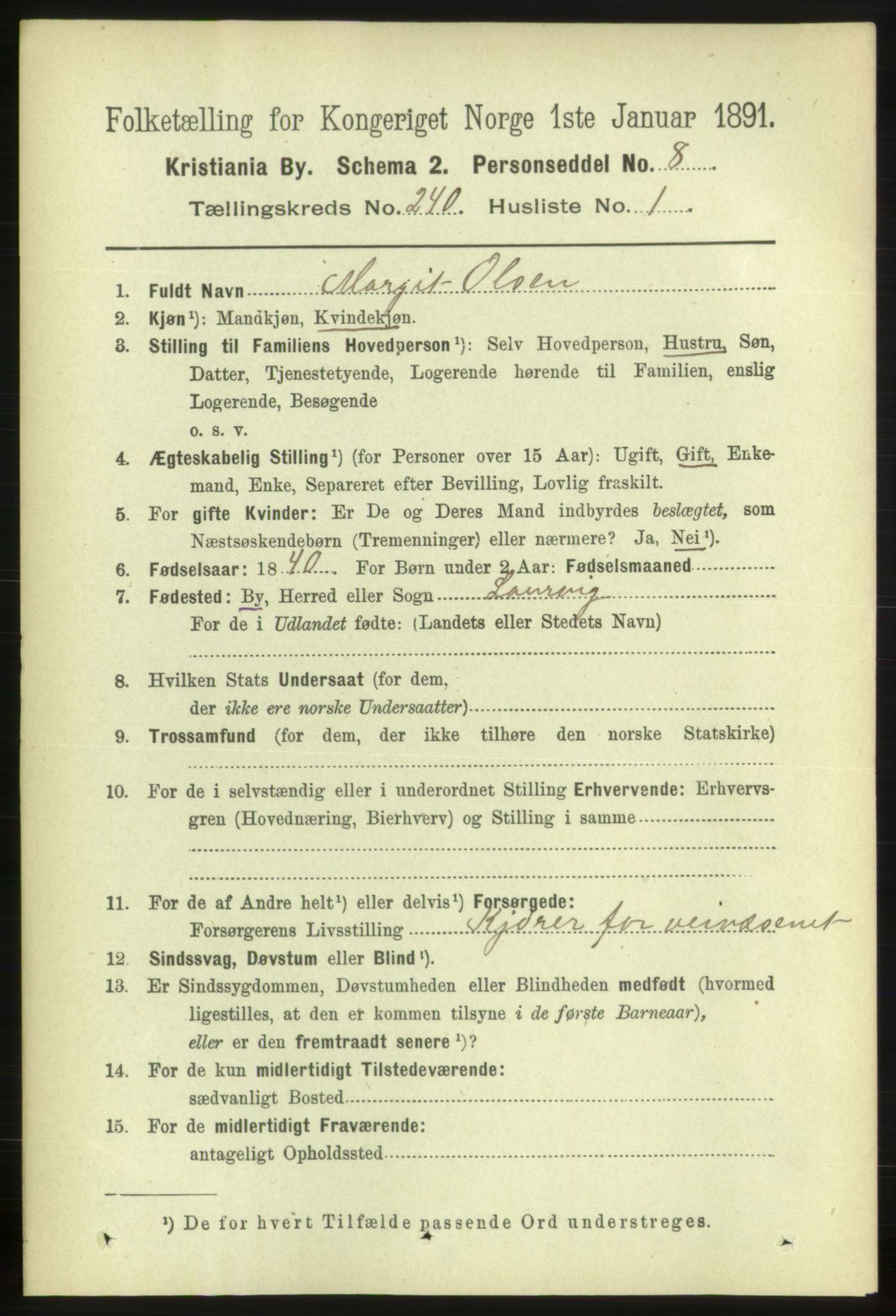 RA, 1891 census for 0301 Kristiania, 1891, p. 145885
