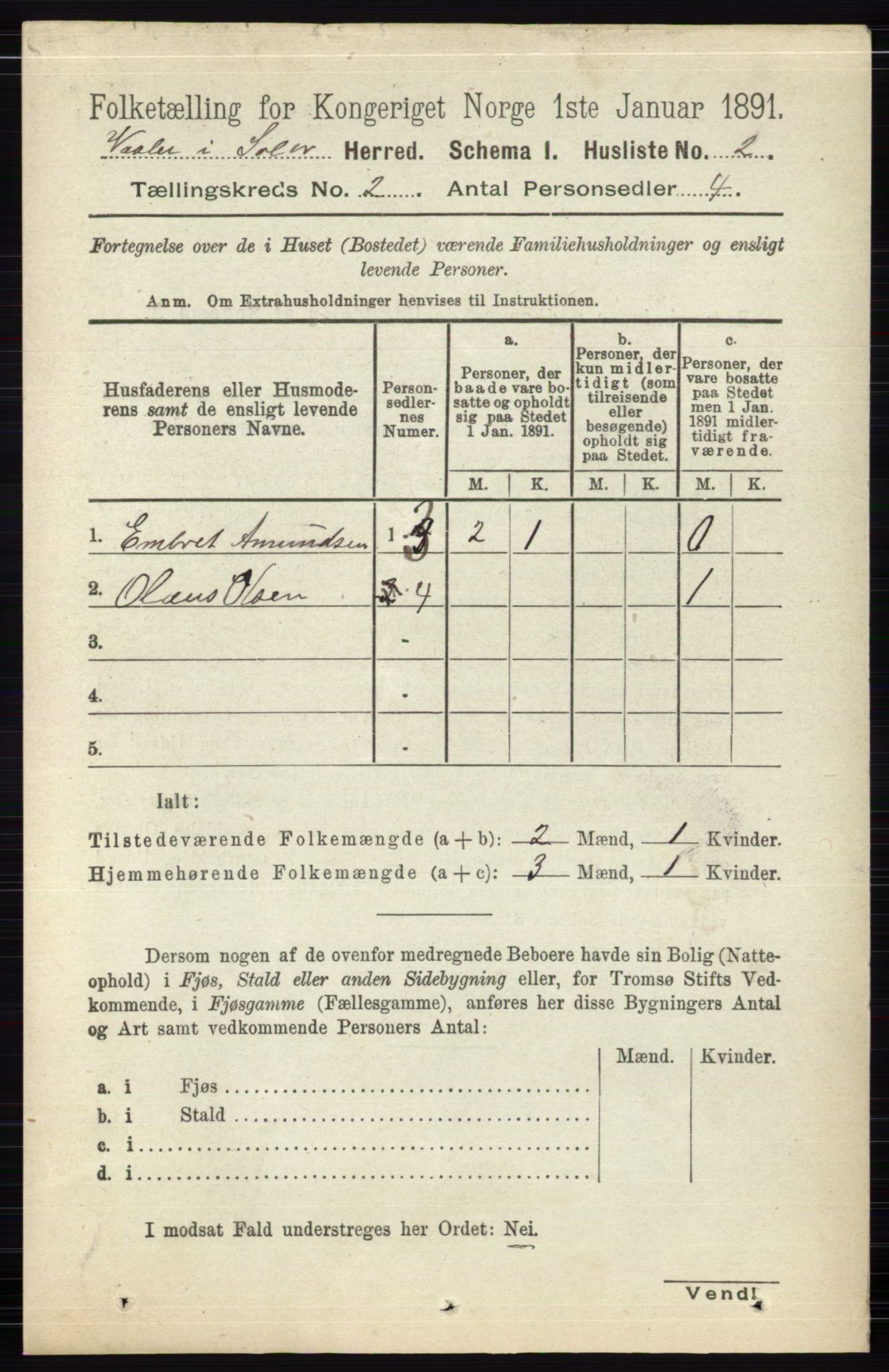 RA, 1891 census for 0426 Våler, 1891, p. 431