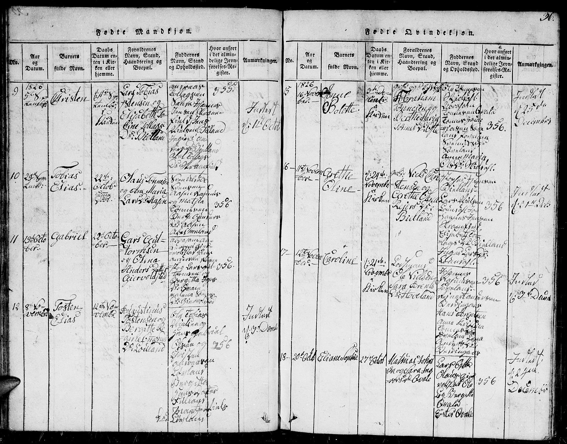 Herad sokneprestkontor, AV/SAK-1111-0018/F/Fb/Fba/L0001: Parish register (copy) no. B 1, 1815-1852, p. 36