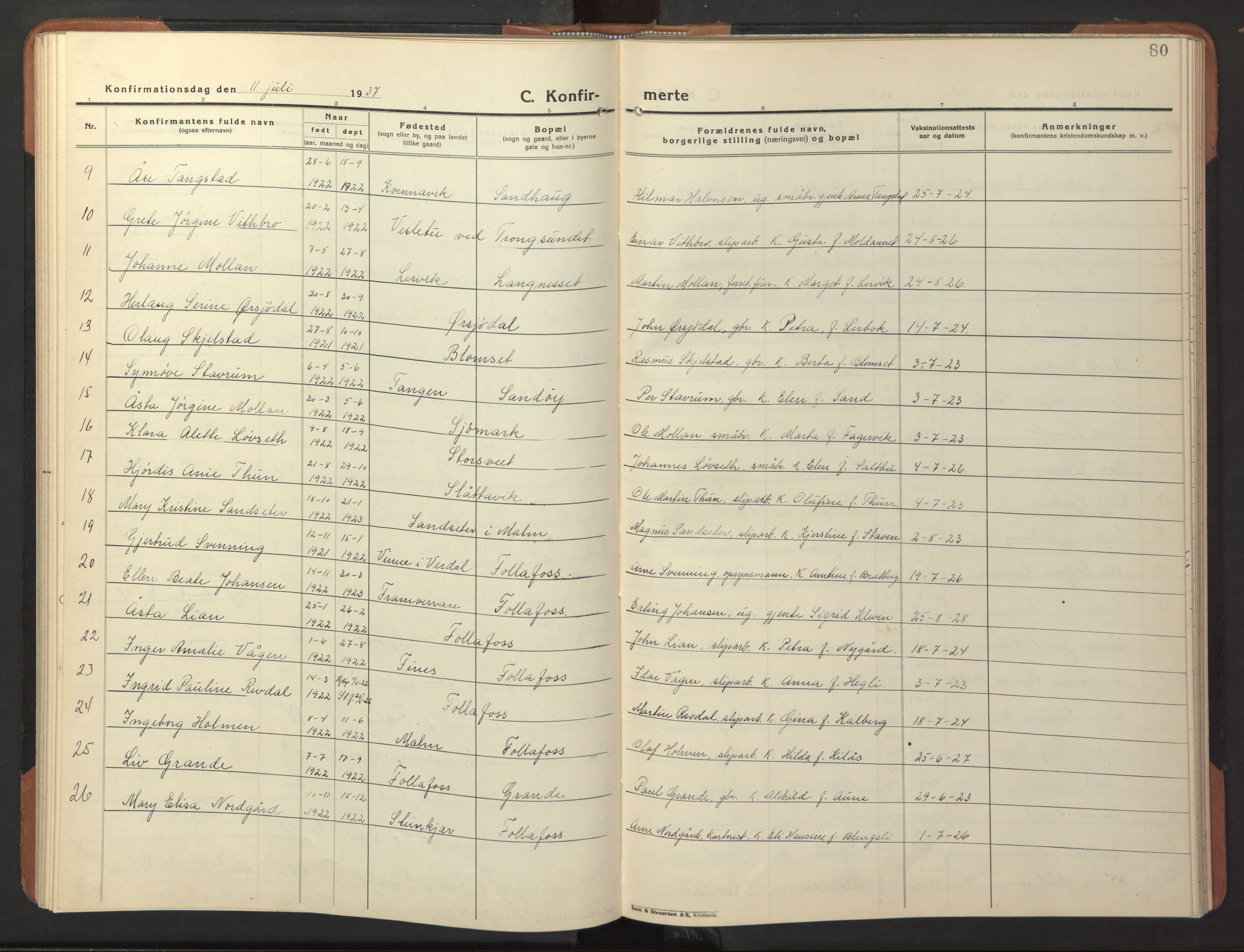 Ministerialprotokoller, klokkerbøker og fødselsregistre - Nord-Trøndelag, SAT/A-1458/744/L0425: Parish register (copy) no. 744C04, 1924-1947, p. 80