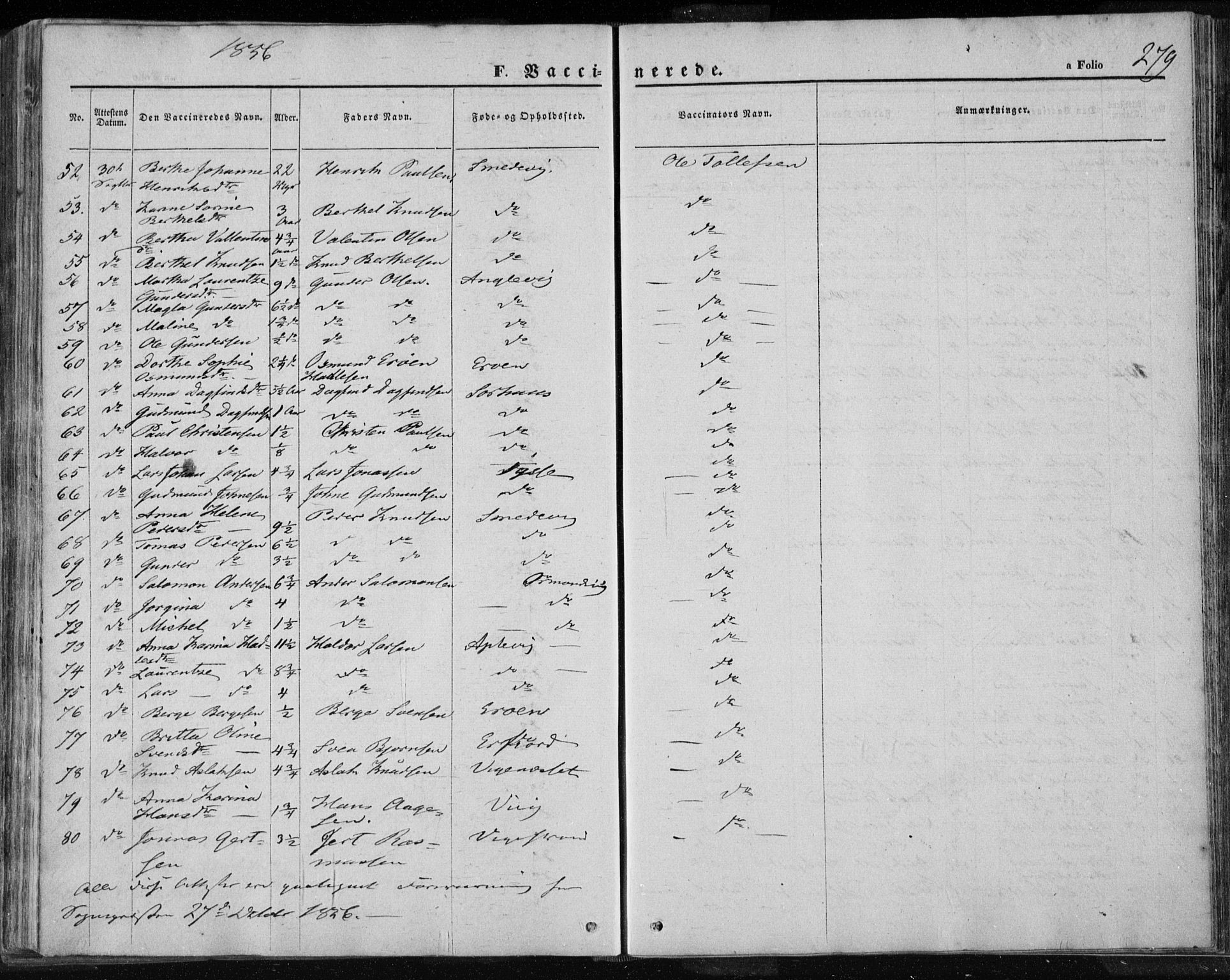 Jelsa sokneprestkontor, AV/SAST-A-101842/01/IV: Parish register (official) no. A 7, 1854-1866, p. 279