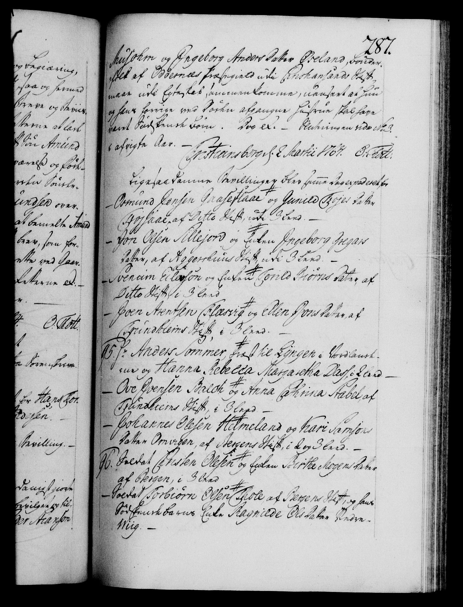 Danske Kanselli 1572-1799, RA/EA-3023/F/Fc/Fca/Fcaa/L0042: Norske registre, 1763-1766, p. 287a