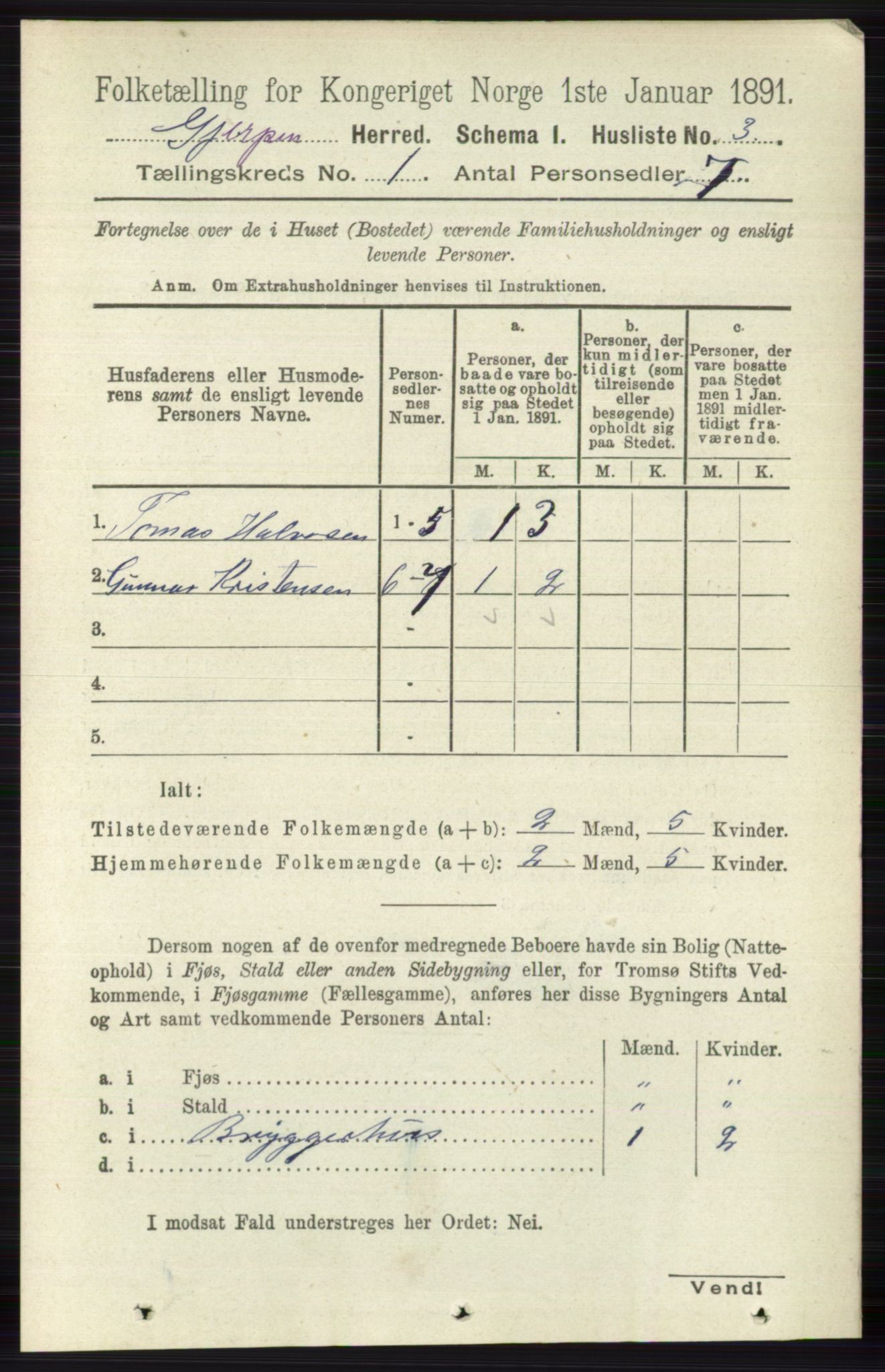 RA, 1891 census for 0812 Gjerpen, 1891, p. 38