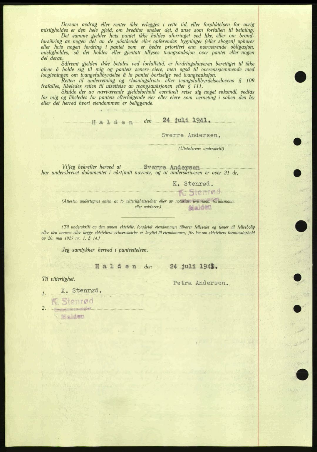 Idd og Marker sorenskriveri, AV/SAO-A-10283/G/Gb/Gbc/L0002: Mortgage book no. B4-9a, 1939-1945, Diary no: : 822/1941