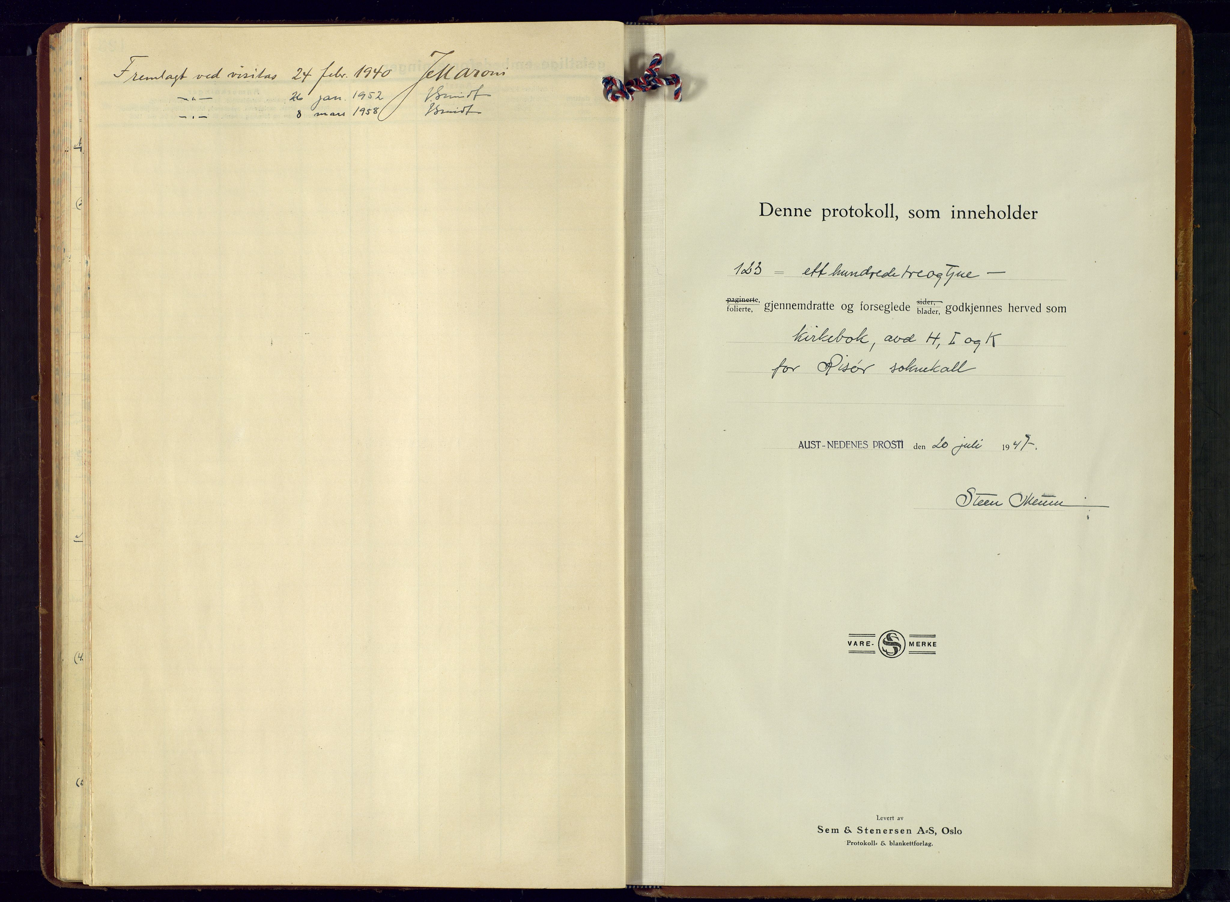 Risør sokneprestkontor, SAK/1111-0035/F/Fa/L0009: Parish register (official) no. A 9, 1940-1955