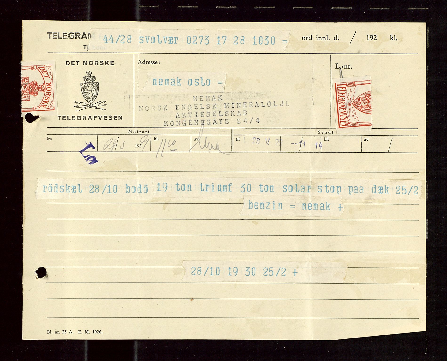 Pa 1521 - A/S Norske Shell, AV/SAST-A-101915/E/Ea/Eaa/L0018: Sjefskorrespondanse, 1929, p. 9