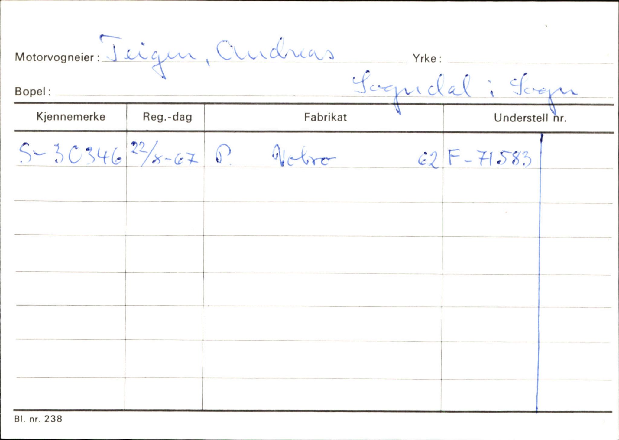 Statens vegvesen, Sogn og Fjordane vegkontor, SAB/A-5301/4/F/L0124: Eigarregister Sogndal A-U, 1945-1975, p. 2580