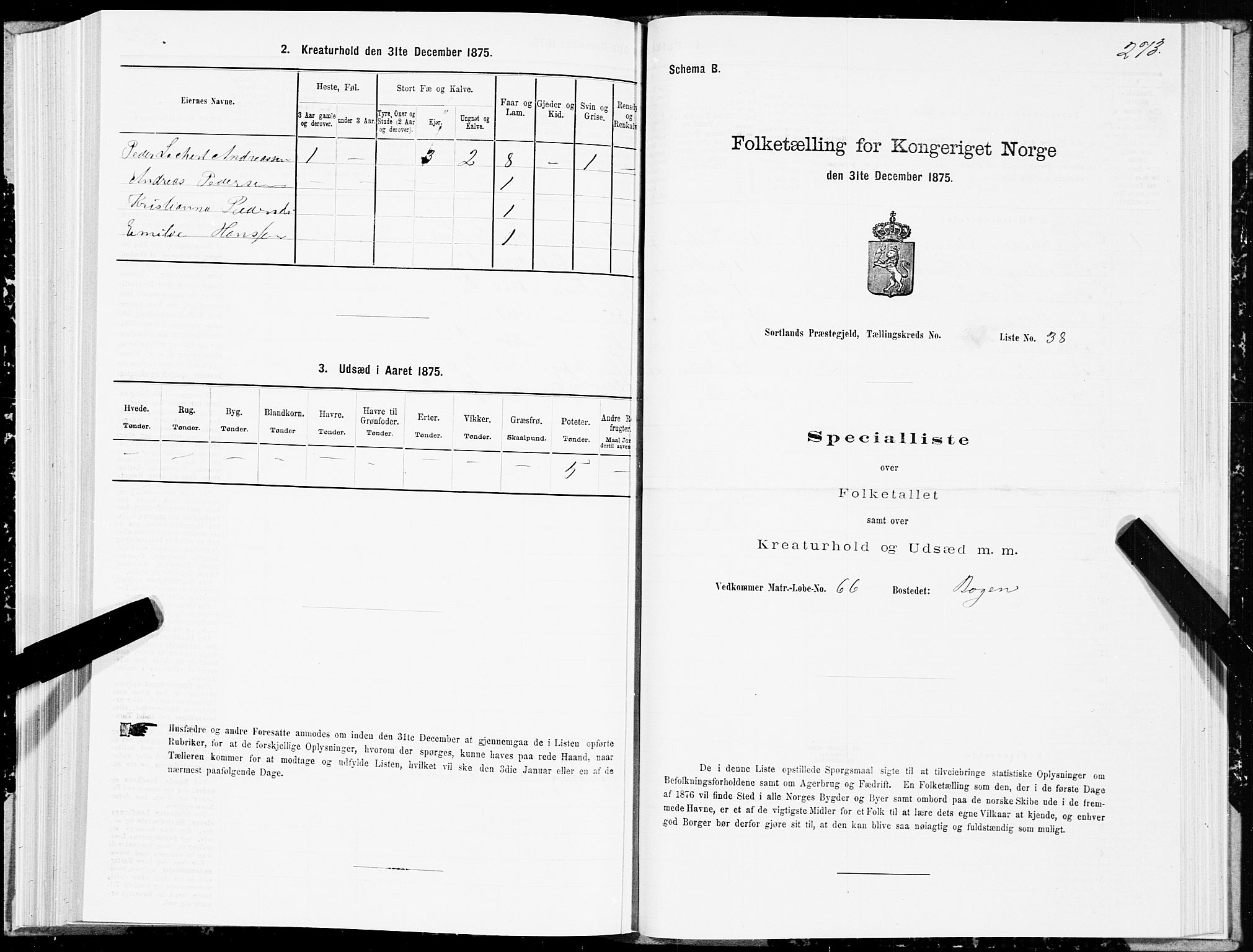 SAT, 1875 census for 1870P Sortland, 1875, p. 2273