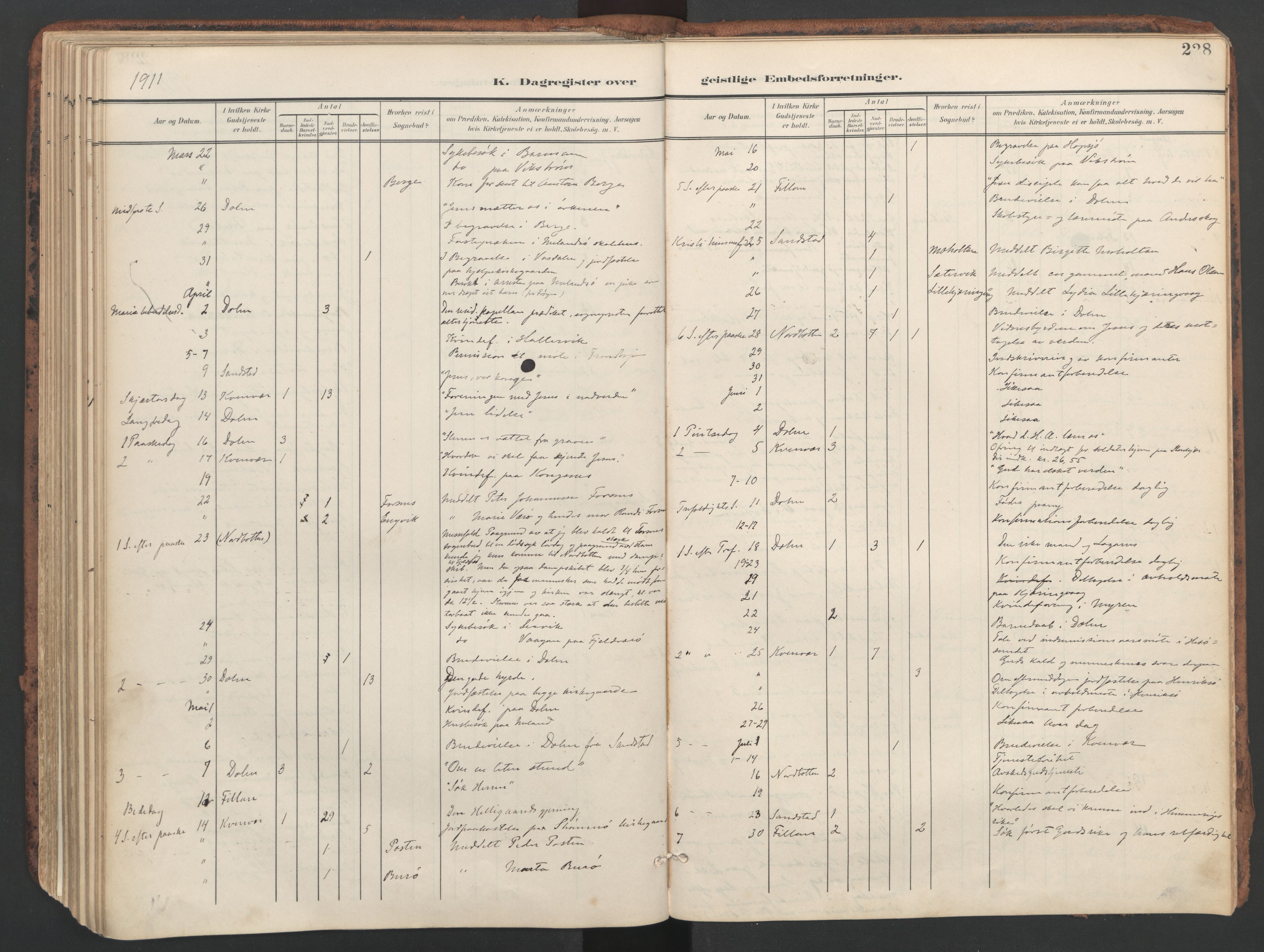 Ministerialprotokoller, klokkerbøker og fødselsregistre - Sør-Trøndelag, SAT/A-1456/634/L0537: Parish register (official) no. 634A13, 1896-1922, p. 228