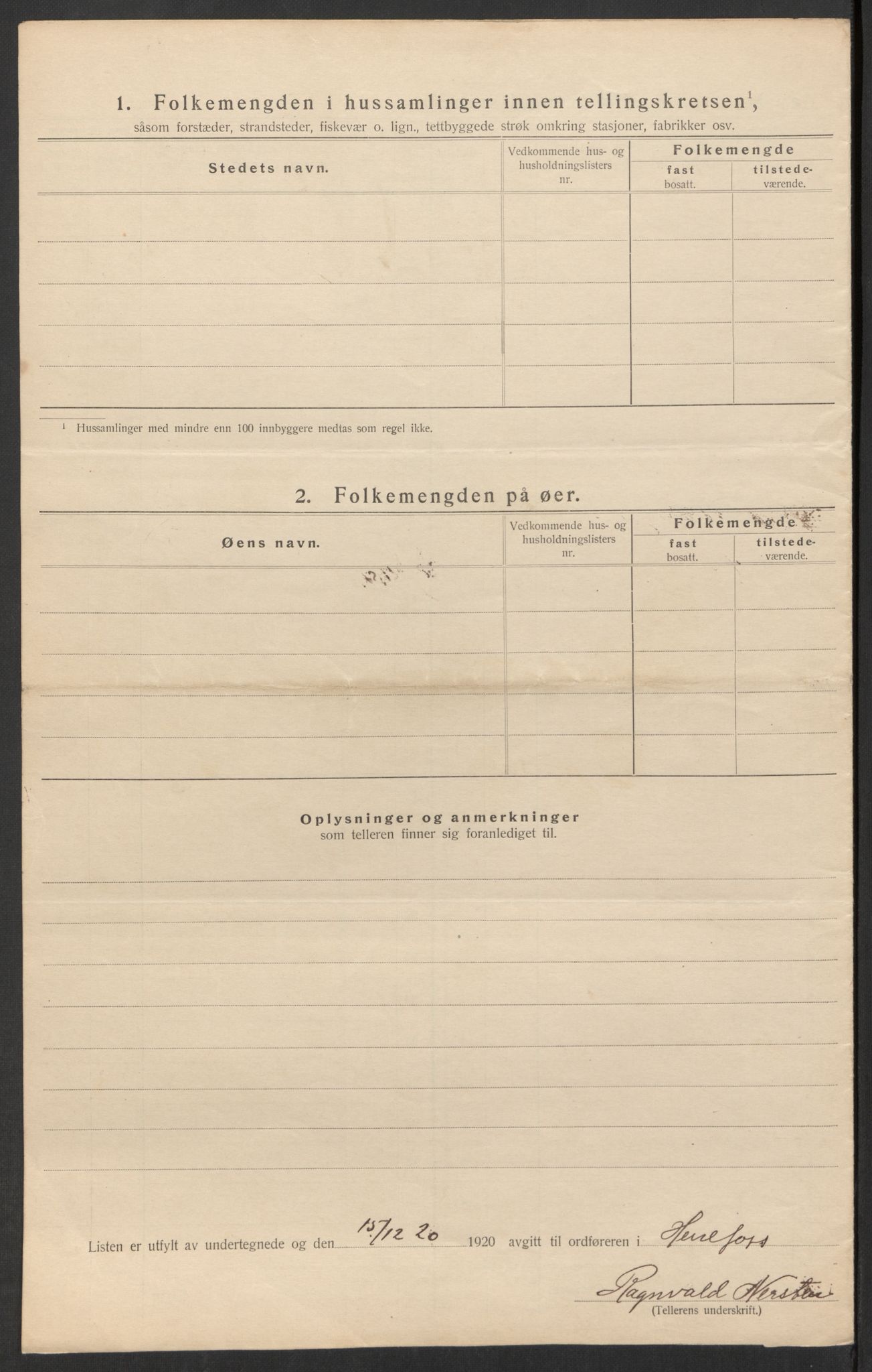 SAK, 1920 census for Herefoss, 1920, p. 8