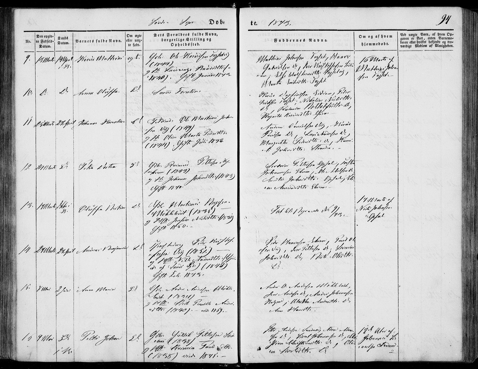 Ministerialprotokoller, klokkerbøker og fødselsregistre - Møre og Romsdal, SAT/A-1454/502/L0023: Parish register (official) no. 502A01, 1844-1873, p. 94