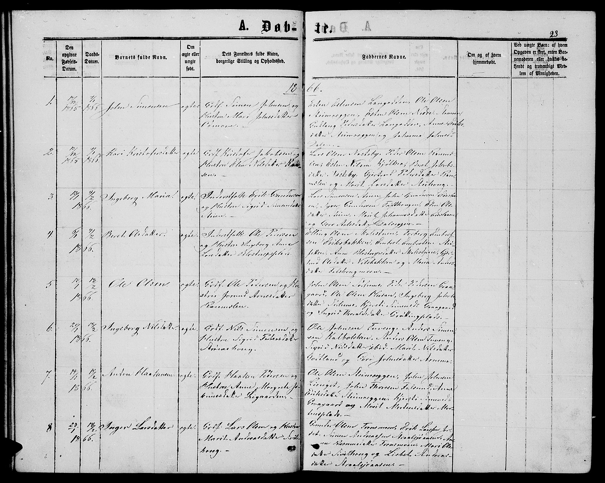 Alvdal prestekontor, SAH/PREST-060/H/Ha/Hab/L0002: Parish register (copy) no. 2, 1863-1878, p. 23