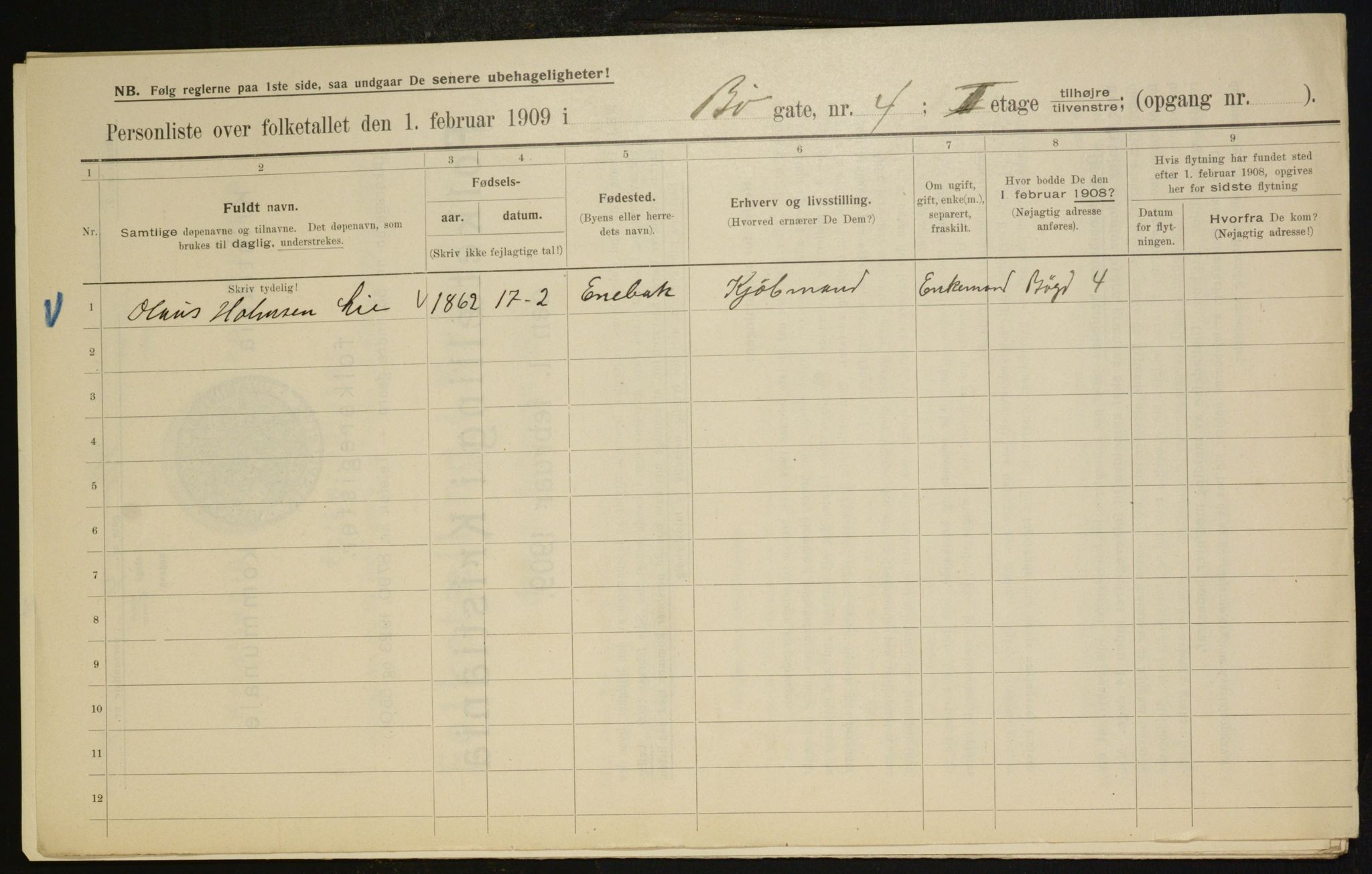 OBA, Municipal Census 1909 for Kristiania, 1909, p. 10004