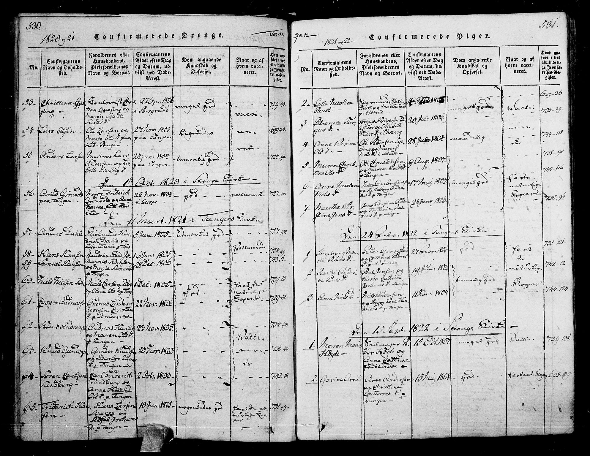 Skoger kirkebøker, SAKO/A-59/F/Fa/L0002: Parish register (official) no. I 2 /2, 1814-1842, p. 530-531