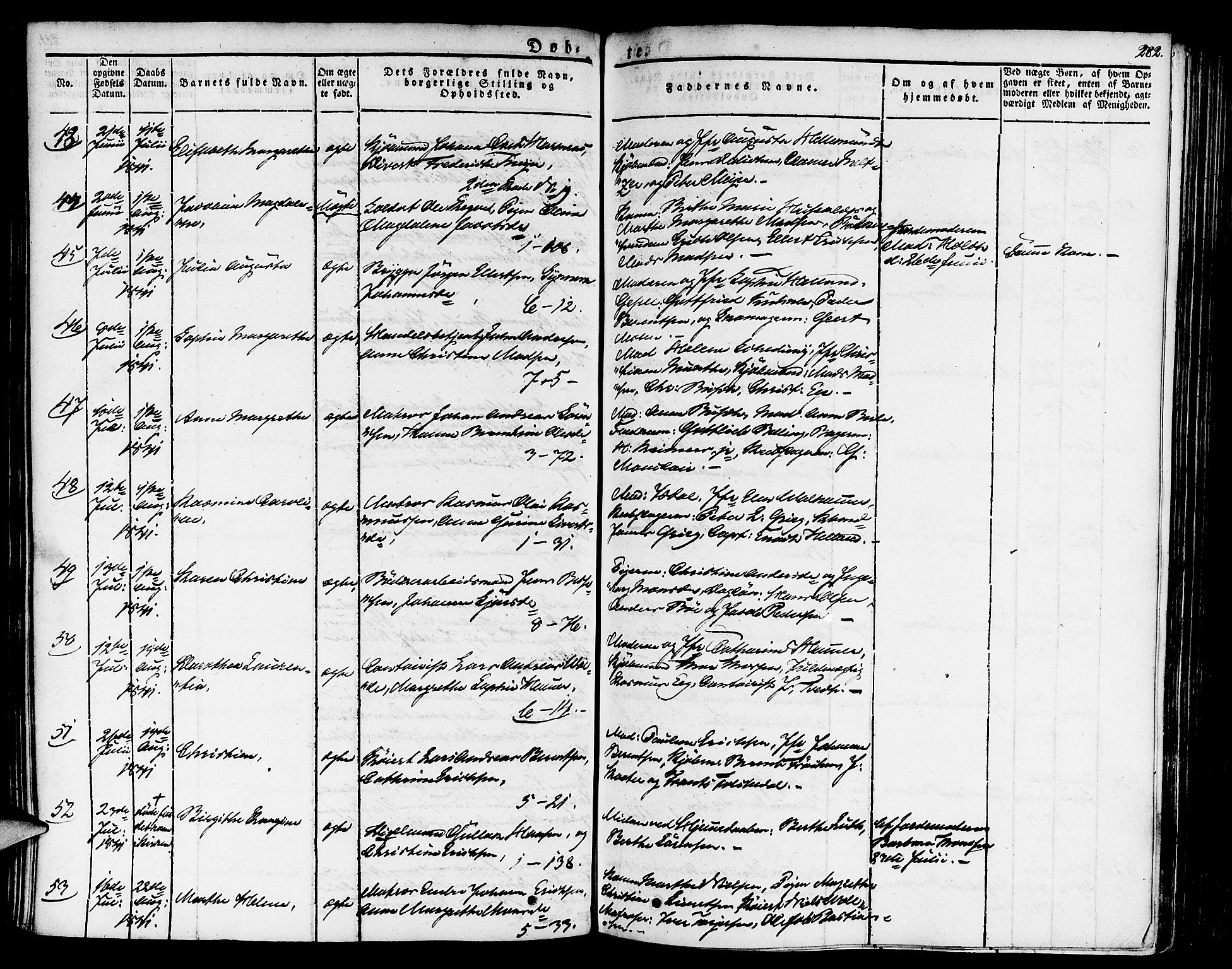 Nykirken Sokneprestembete, AV/SAB-A-77101/H/Haa/L0012: Parish register (official) no. A 12, 1821-1844, p. 282