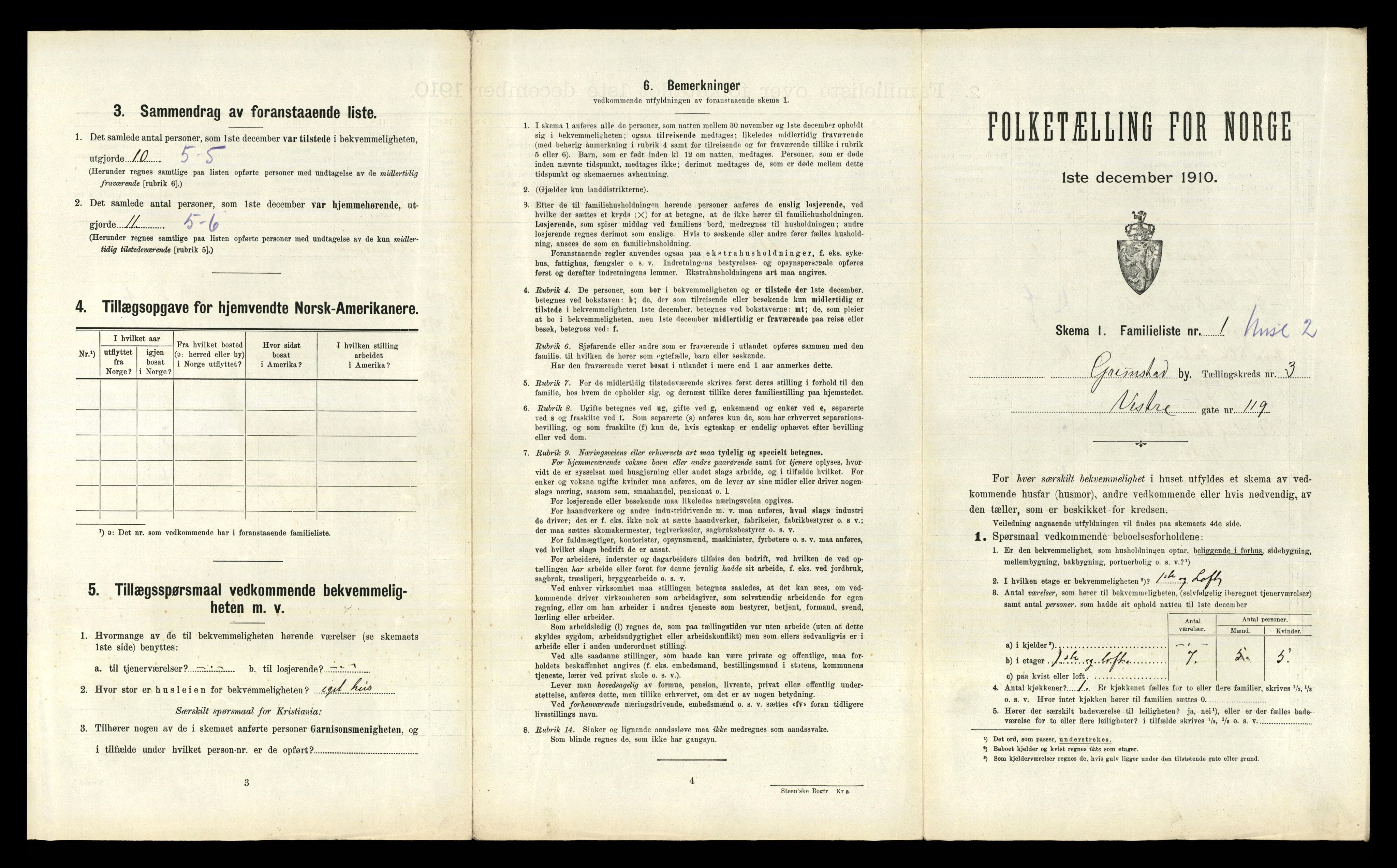 RA, 1910 census for Grimstad, 1910, p. 1352