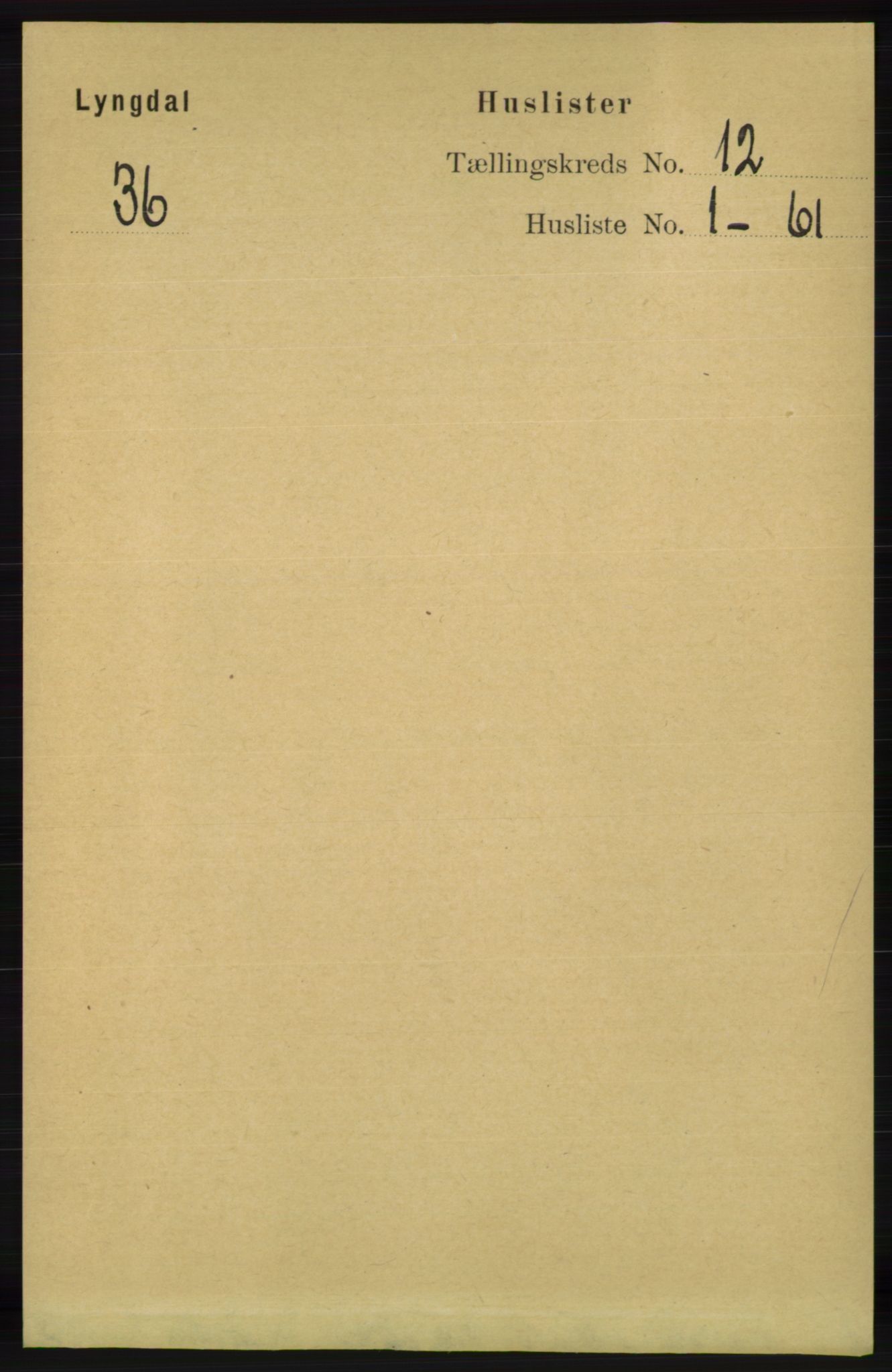 RA, 1891 census for 1032 Lyngdal, 1891, p. 5186