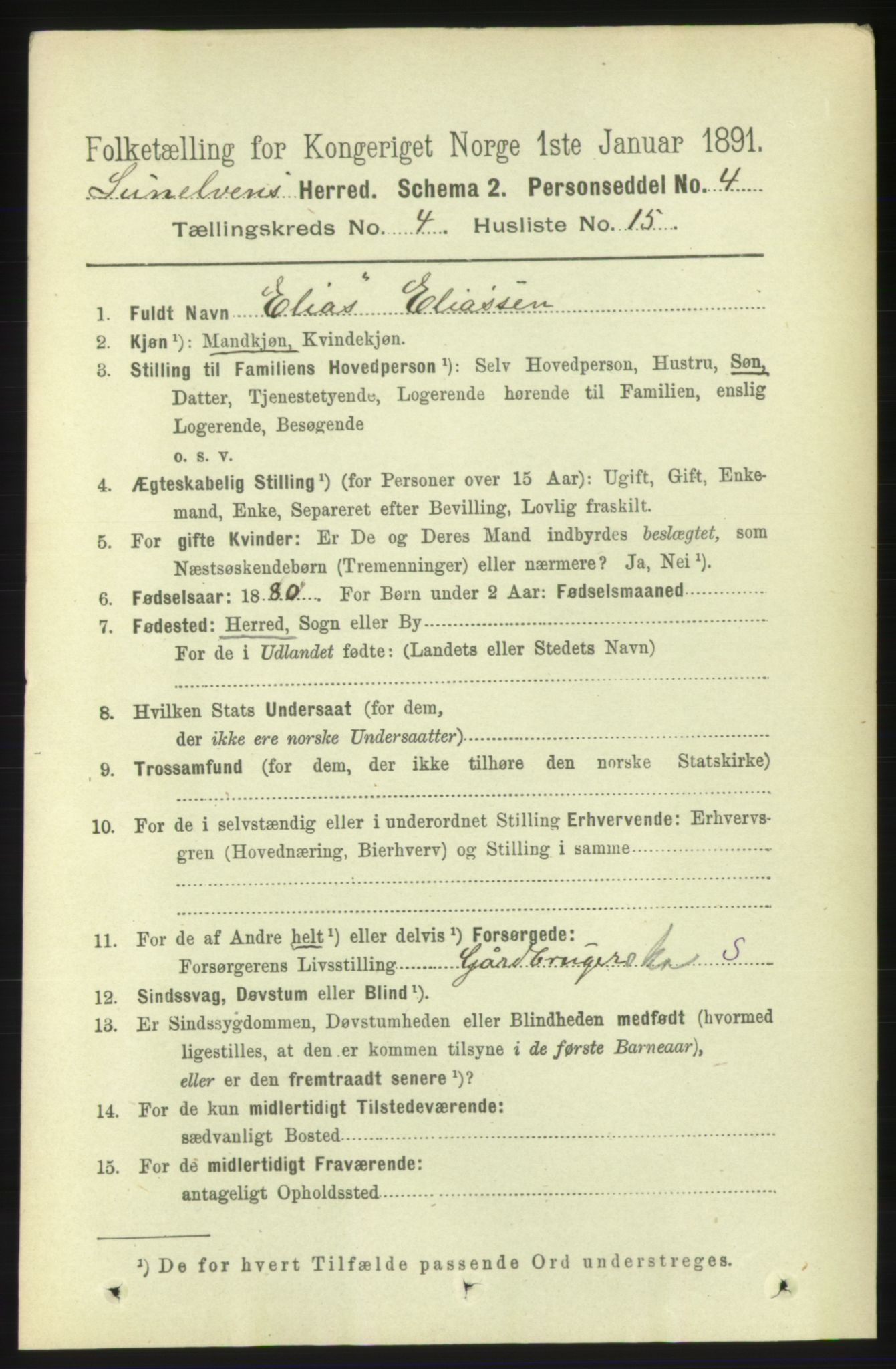 RA, 1891 census for 1523 Sunnylven, 1891, p. 980