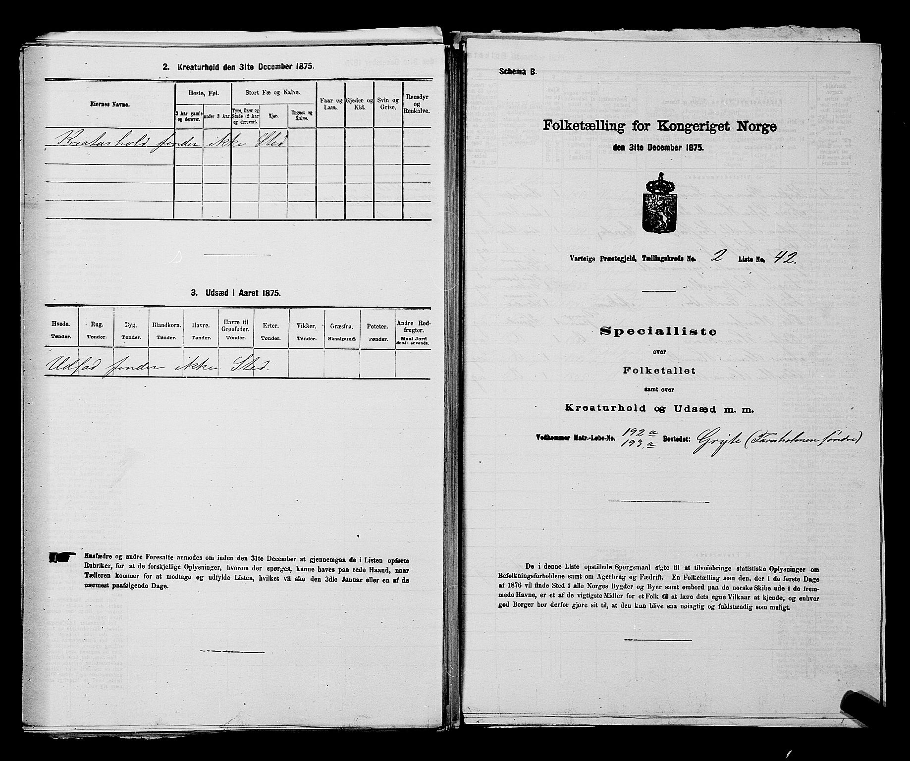 RA, 1875 census for 0114P Varteig, 1875, p. 251
