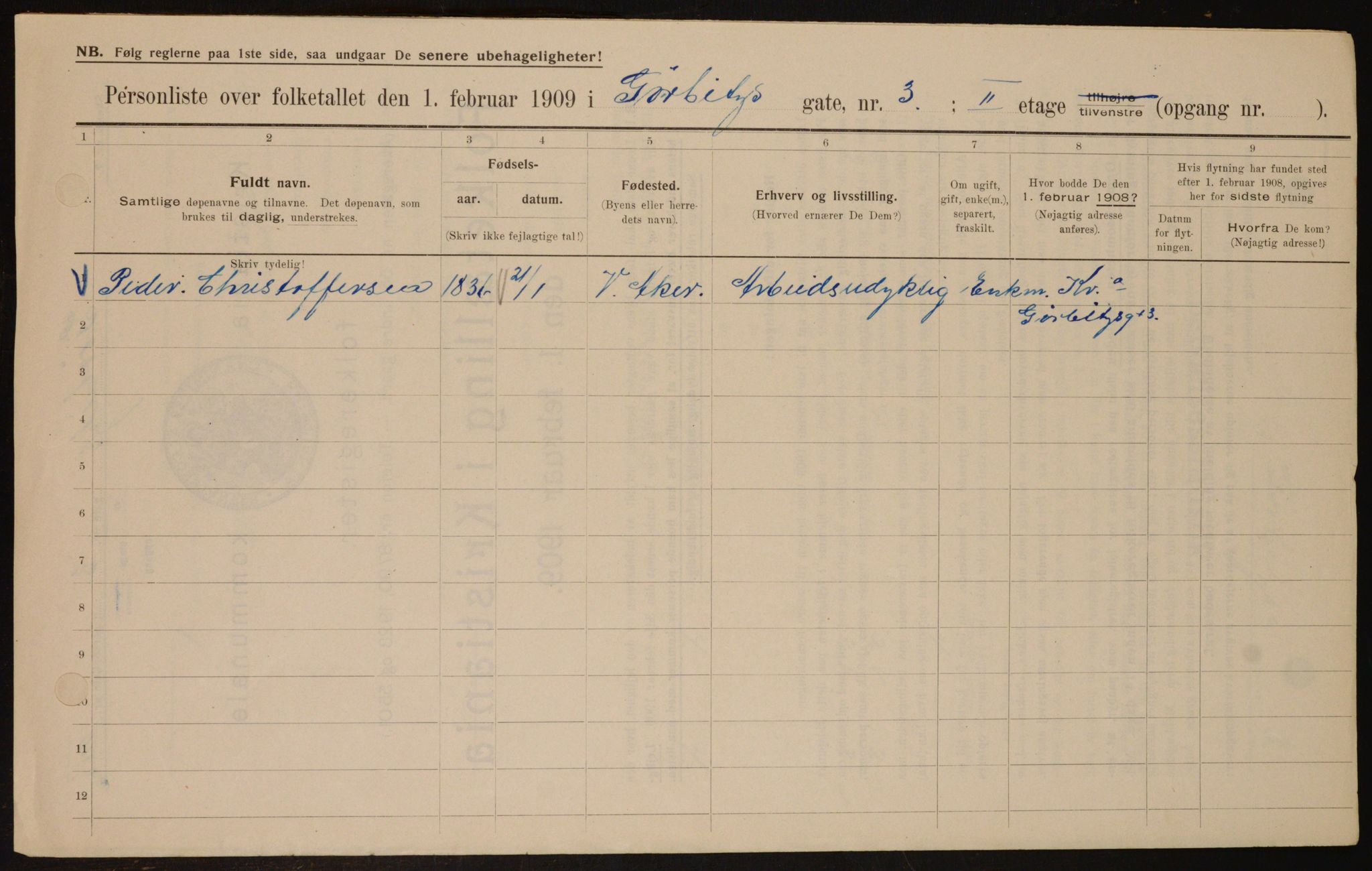 OBA, Municipal Census 1909 for Kristiania, 1909, p. 29770