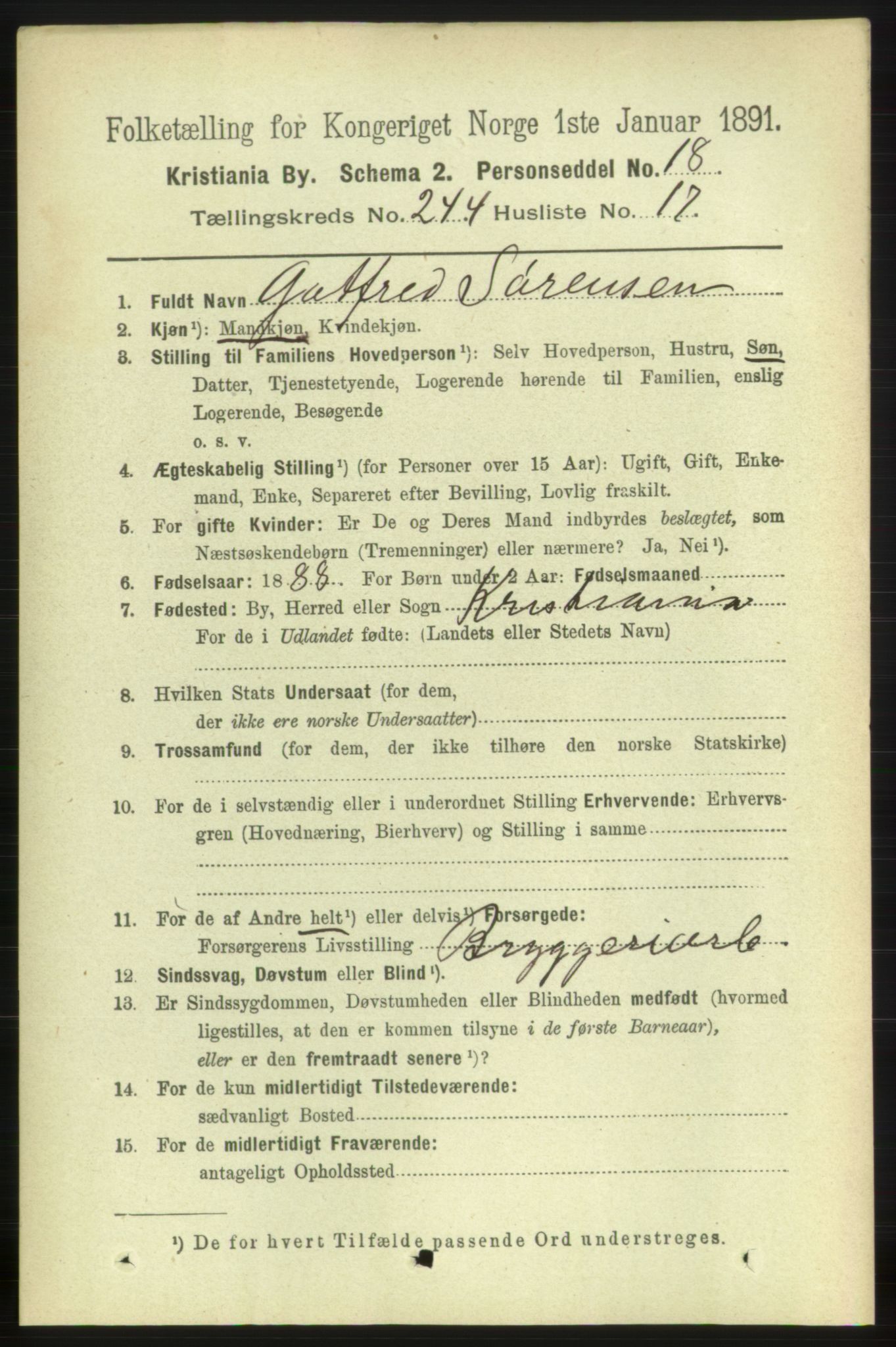 RA, 1891 census for 0301 Kristiania, 1891, p. 148927