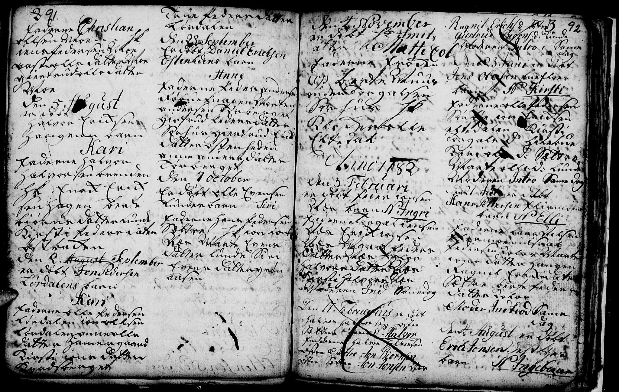 Trysil prestekontor, SAH/PREST-046/H/Ha/Hab/L0001: Parish register (copy) no. 1, 1781-1799, p. 91-92