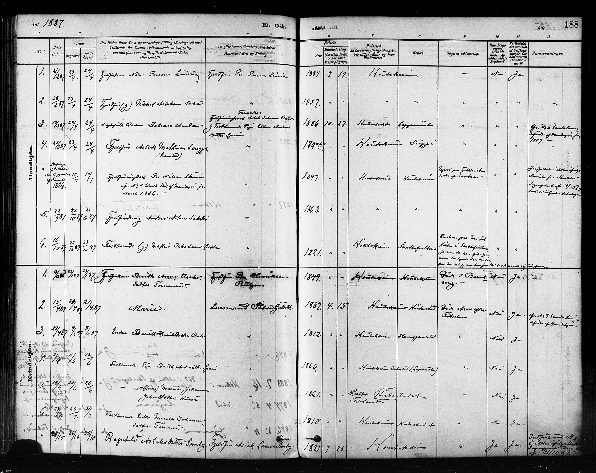 Kautokeino sokneprestembete, AV/SATØ-S-1340/H/Ha/L0004.kirke: Parish register (official) no. 4, 1877-1896, p. 188