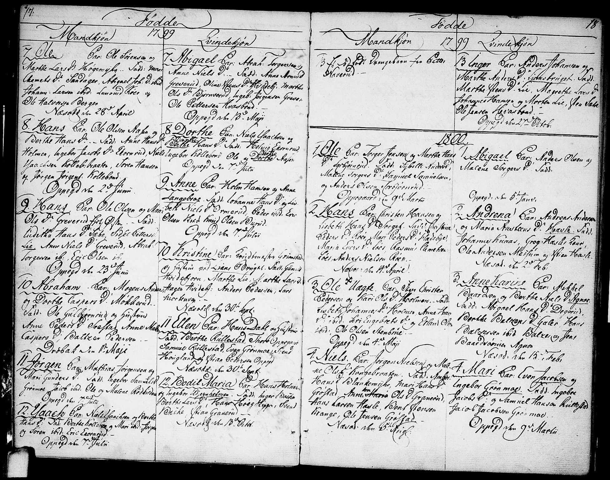 Nesodden prestekontor Kirkebøker, SAO/A-10013/F/Fa/L0005: Parish register (official) no. I 5, 1793-1814, p. 17-18