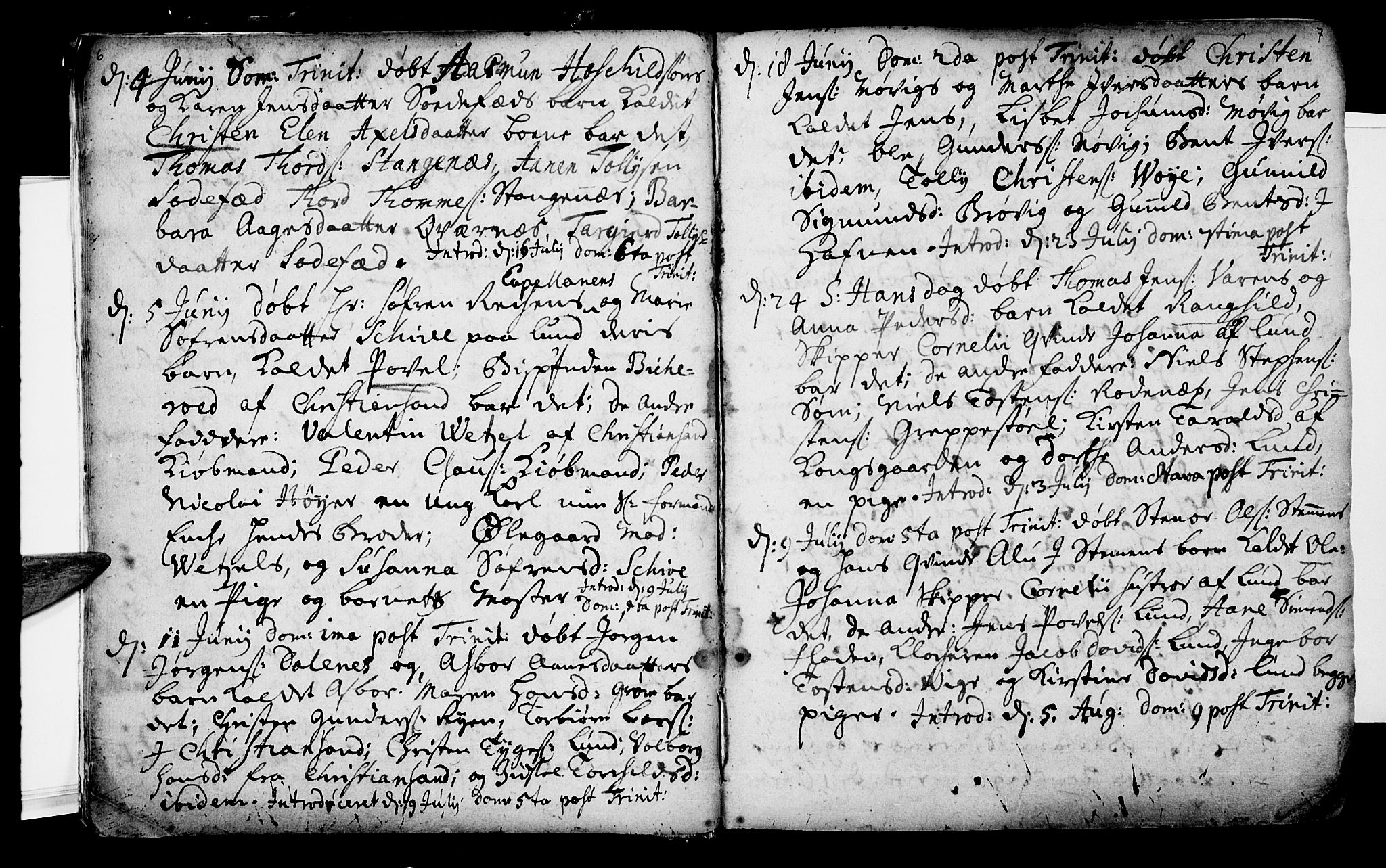 Oddernes sokneprestkontor, AV/SAK-1111-0033/F/Fa/Faa/L0002: Parish register (official) no. A 2, 1719-1764, p. 6-7