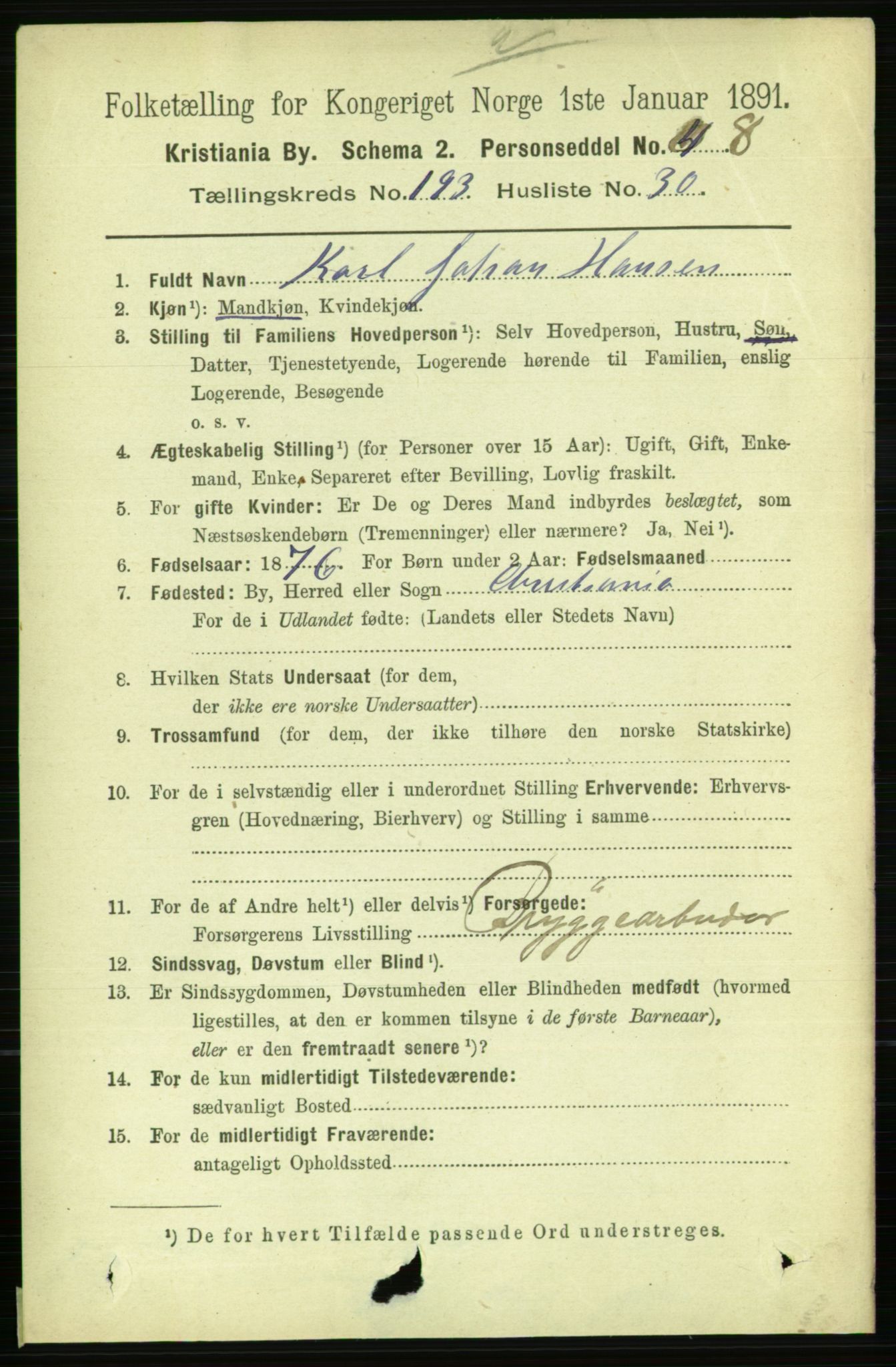 RA, 1891 census for 0301 Kristiania, 1891, p. 116818