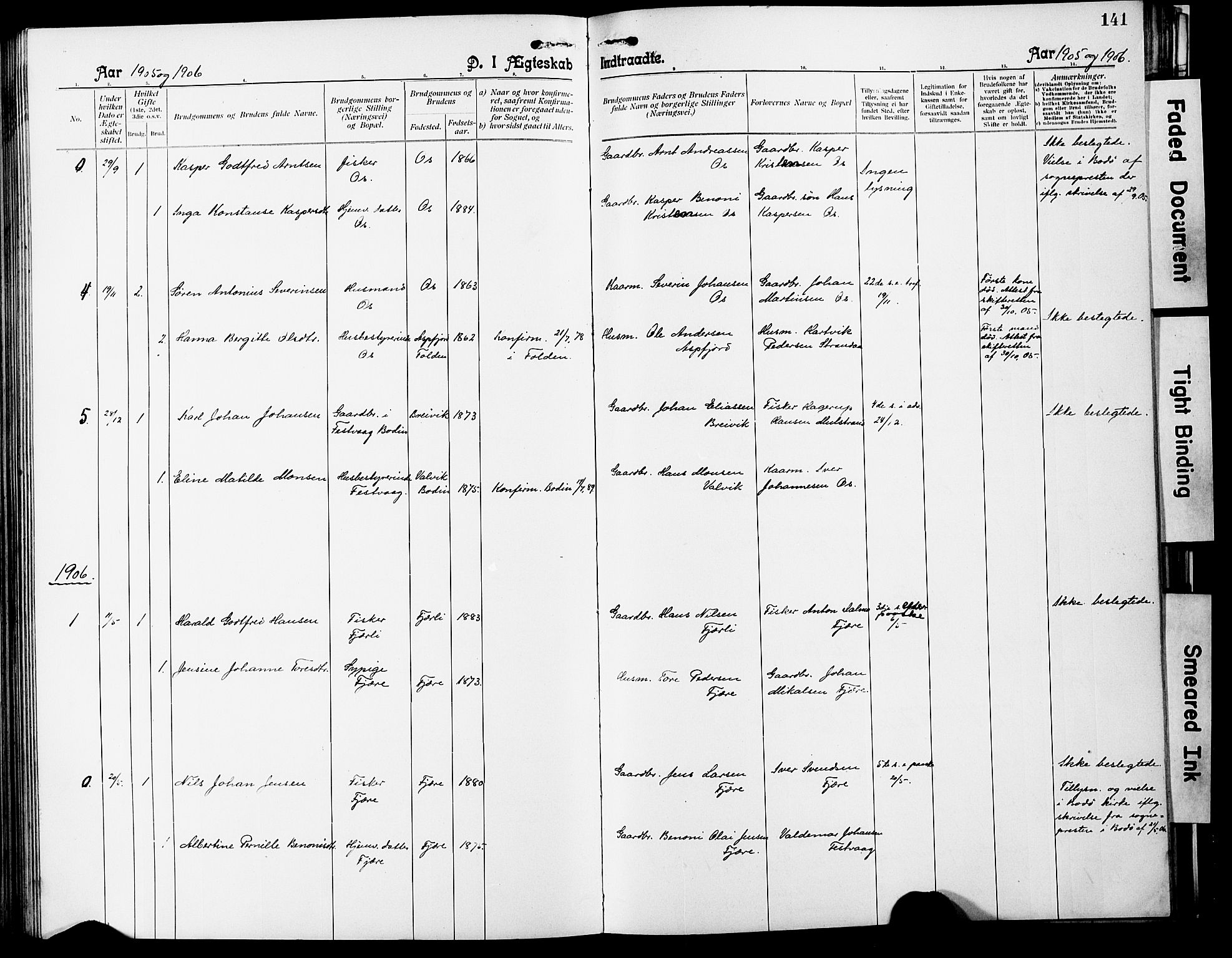 Ministerialprotokoller, klokkerbøker og fødselsregistre - Nordland, SAT/A-1459/803/L0077: Parish register (copy) no. 803C04, 1897-1930, p. 141