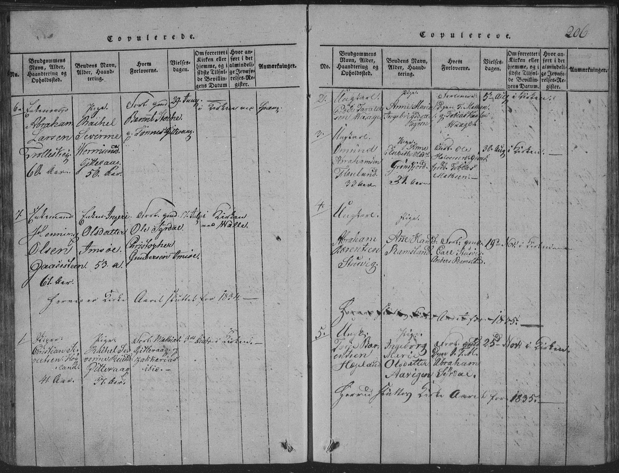 Sør-Audnedal sokneprestkontor, SAK/1111-0039/F/Fb/Fba/L0001: Parish register (copy) no. B 1, 1815-1850, p. 206