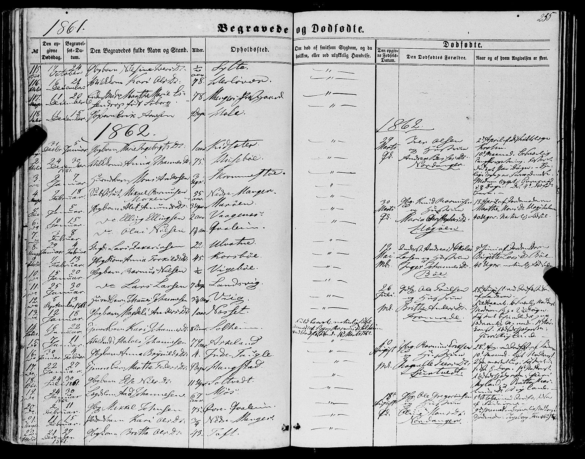 Manger sokneprestembete, SAB/A-76801/H/Haa: Parish register (official) no. A 7, 1860-1870, p. 255