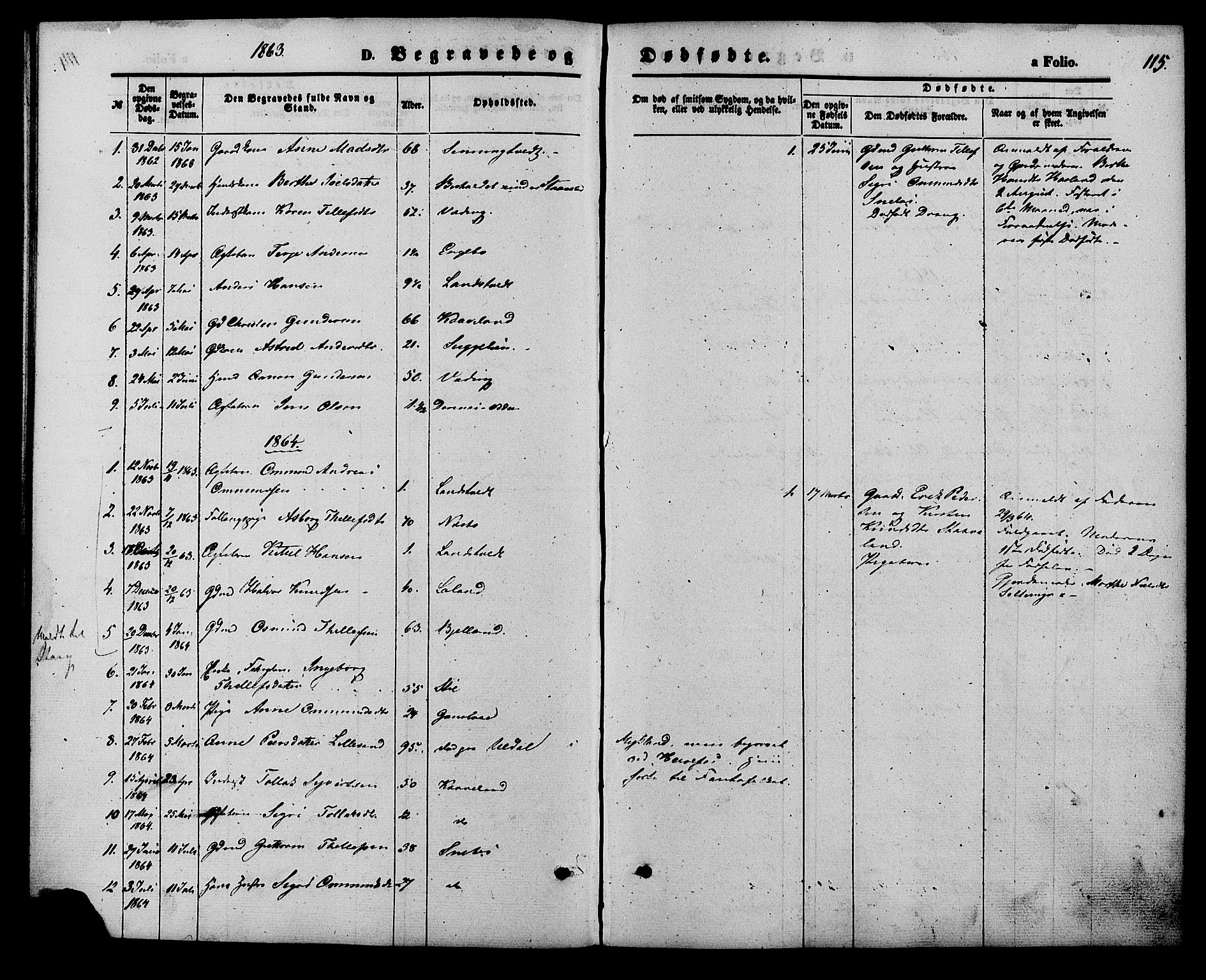 Herefoss sokneprestkontor, SAK/1111-0019/F/Fa/Faa/L0002: Parish register (official) no. A 2, 1861-1886, p. 115
