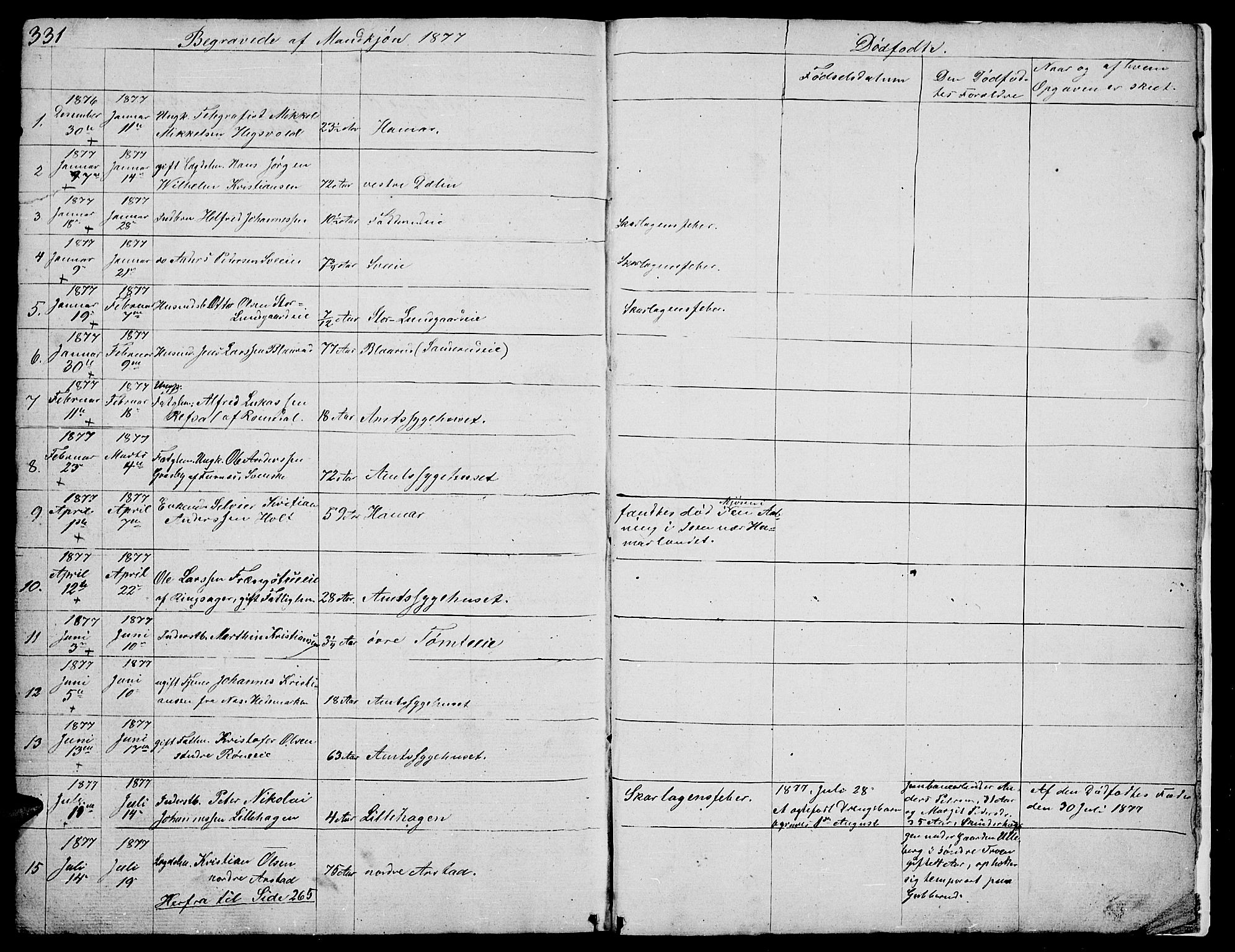 Stange prestekontor, SAH/PREST-002/L/L0002: Parish register (copy) no. 2, 1838-1879, p. 331