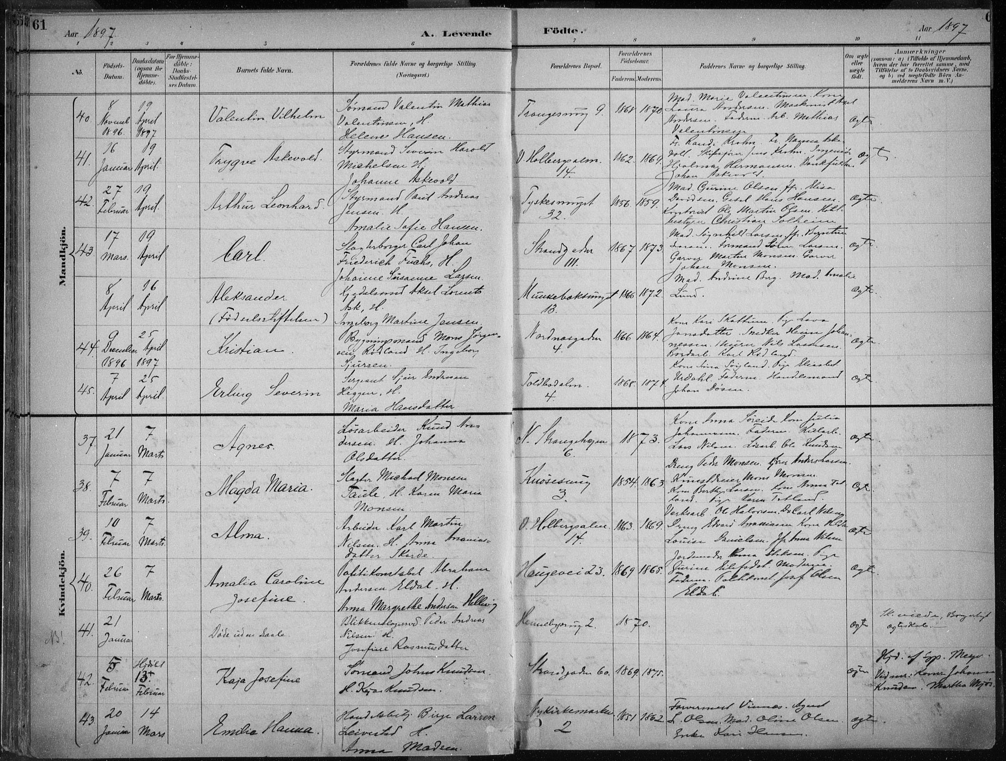 Nykirken Sokneprestembete, AV/SAB-A-77101/H/Haa/L0018: Parish register (official) no. B 6, 1895-1903, p. 61