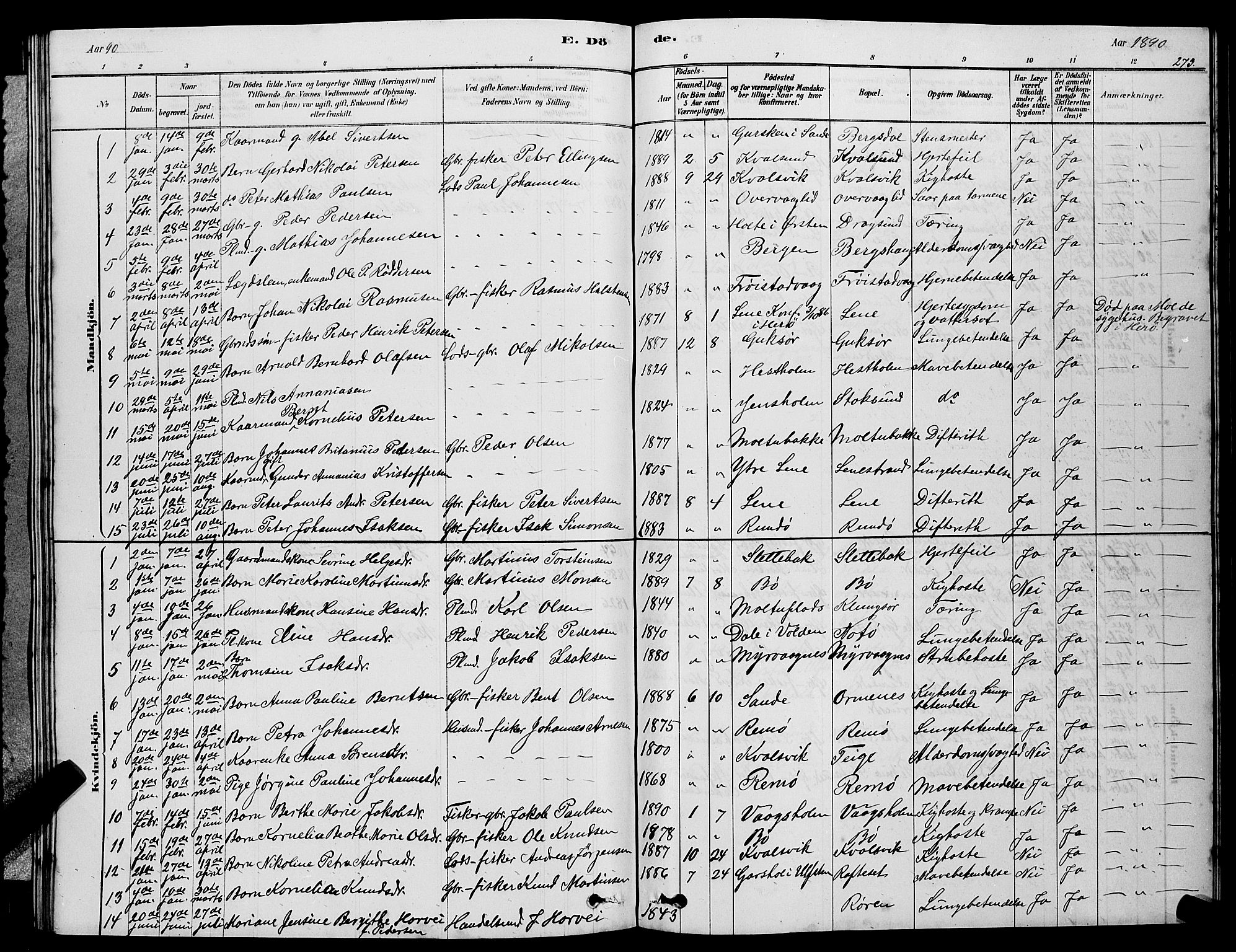 Ministerialprotokoller, klokkerbøker og fødselsregistre - Møre og Romsdal, AV/SAT-A-1454/507/L0081: Parish register (copy) no. 507C04, 1878-1898, p. 273