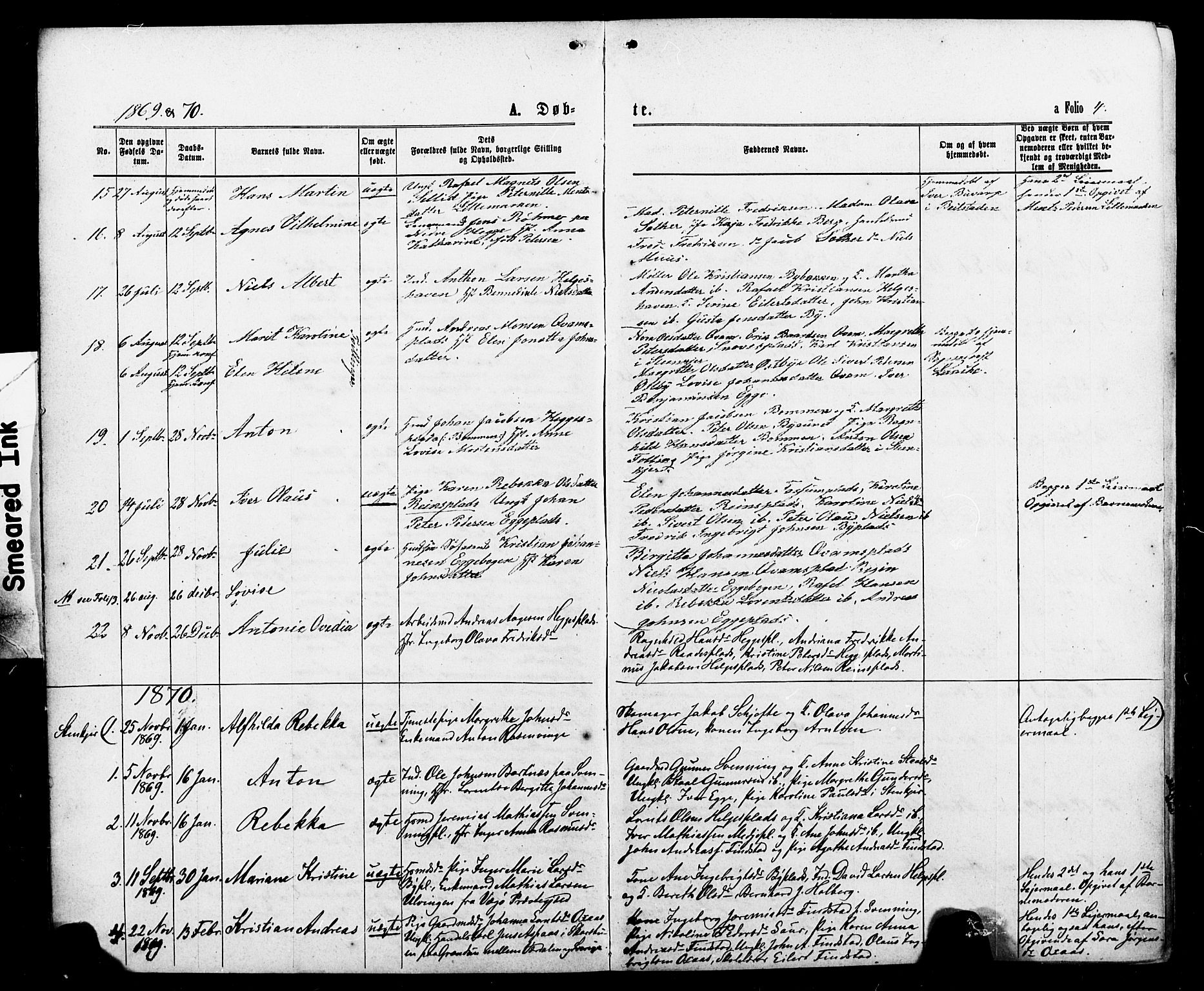 Ministerialprotokoller, klokkerbøker og fødselsregistre - Nord-Trøndelag, SAT/A-1458/740/L0380: Parish register (copy) no. 740C01, 1868-1902, p. 4