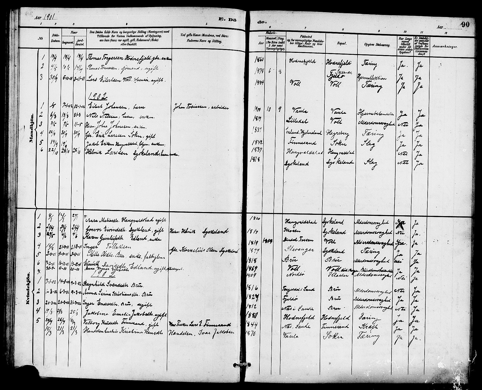 Rennesøy sokneprestkontor, AV/SAST-A -101827/H/Ha/Hab/L0011: Parish register (copy) no. B 10, 1891-1908, p. 90