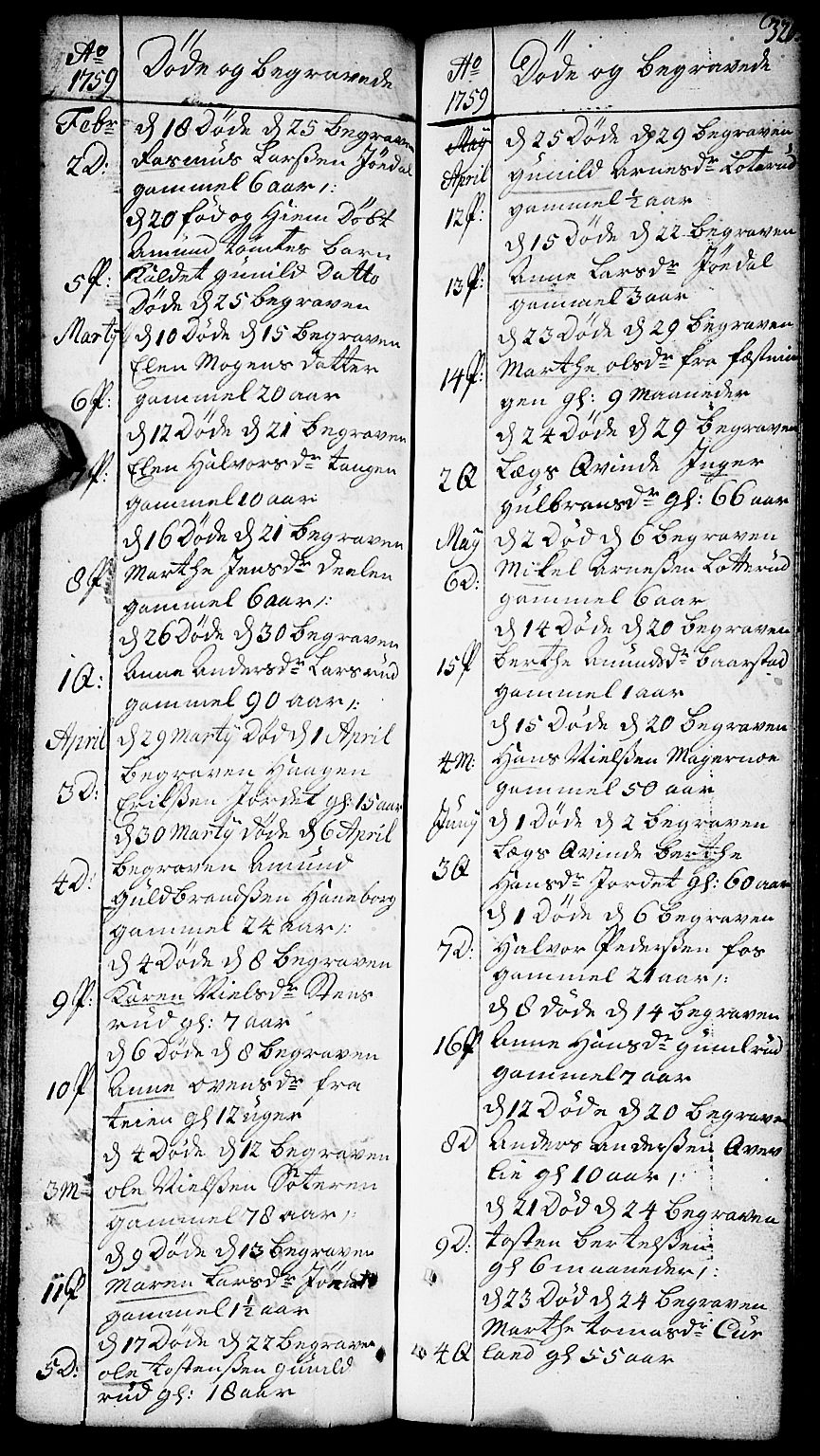 Aurskog prestekontor Kirkebøker, SAO/A-10304a/F/Fa/L0002: Parish register (official) no. I 2, 1735-1766, p. 320