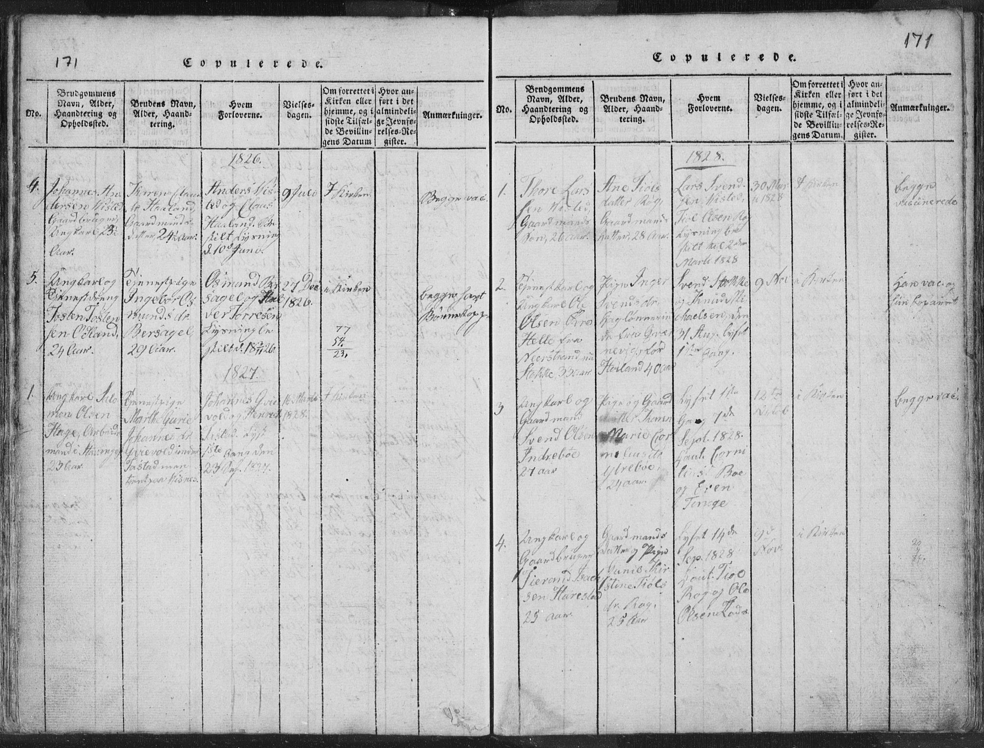 Hetland sokneprestkontor, AV/SAST-A-101826/30/30BA/L0001: Parish register (official) no. A 1, 1816-1856, p. 171